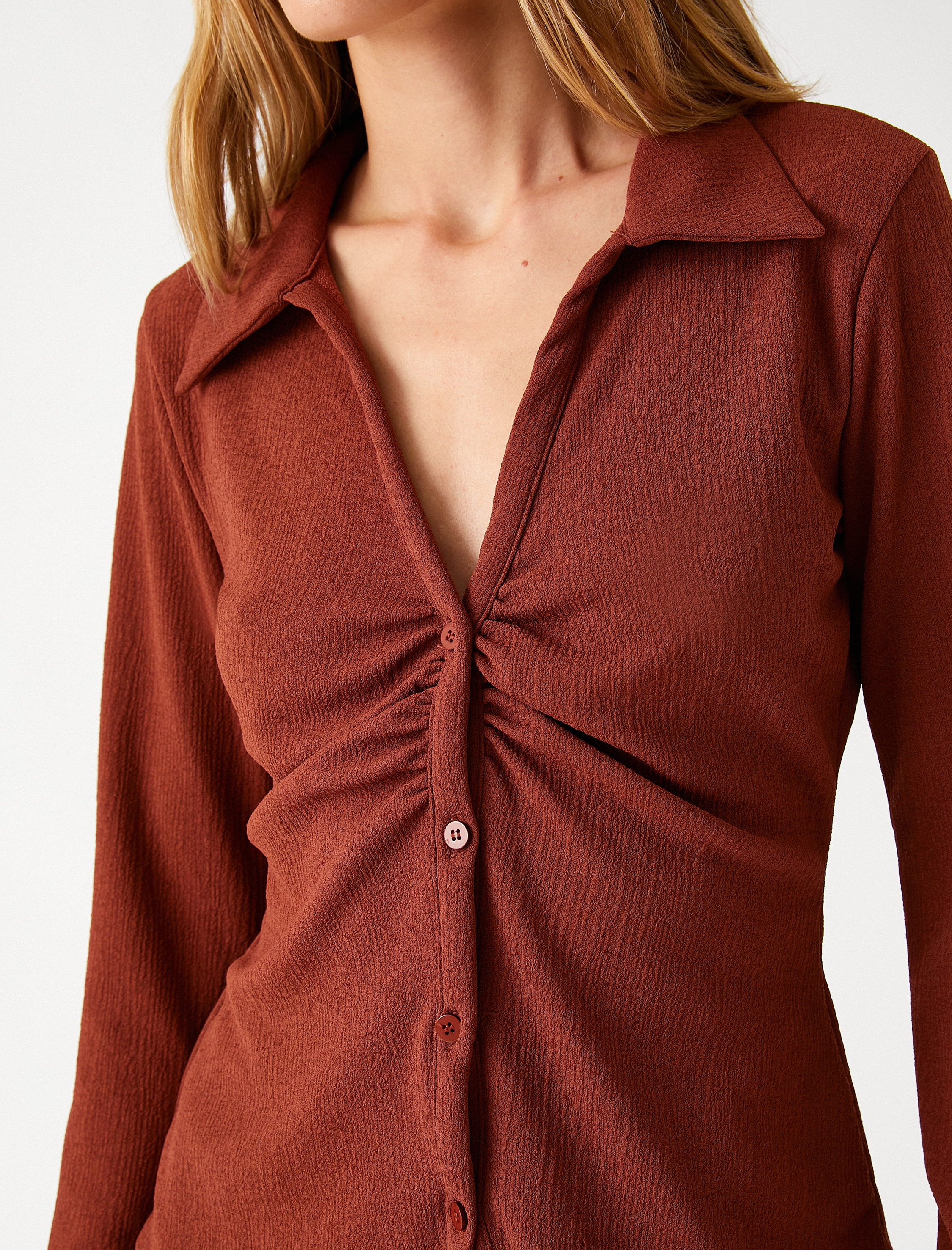   Büzgü Detaylı Gömlek Uzun Kollu