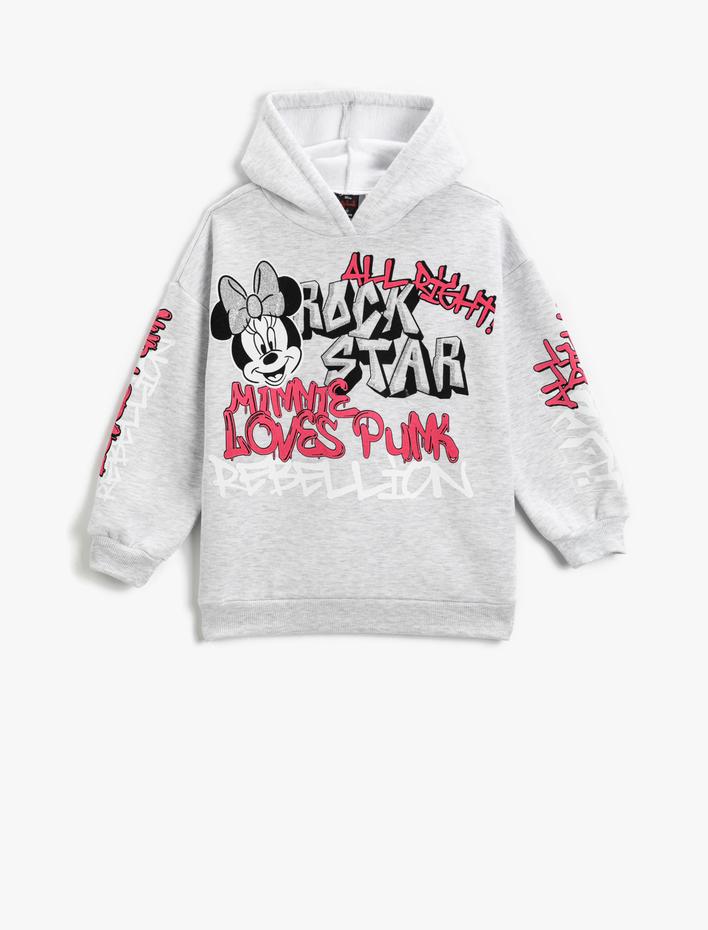 Kız Çocuk Minnie Mouse Baskılı Lisanslı Kapüşonlu Sweatshirt