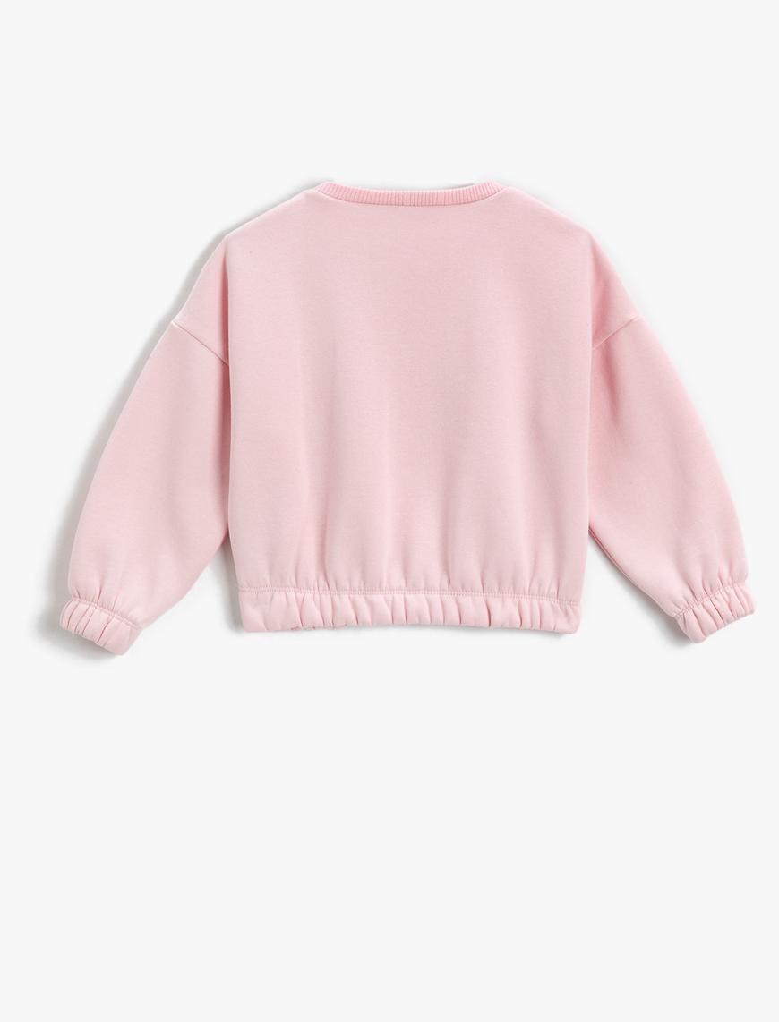  Kız Çocuk Crop Sweatshirt İşlemeli