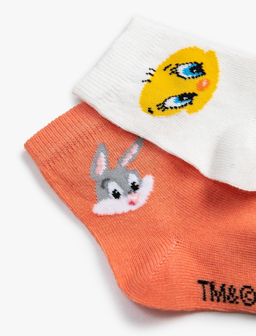  Kız Bebek 2'li Bugs Bunny ve Tweety Baskılı Çorap Lisanslı
