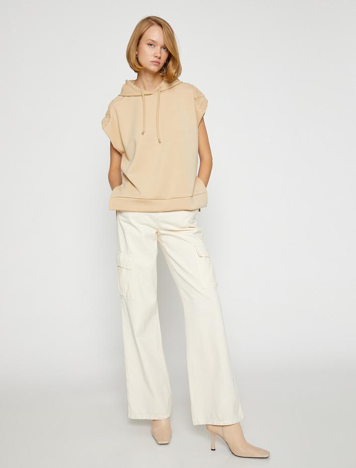  Kapüşonlu Sweatshirt Kısa Kollu