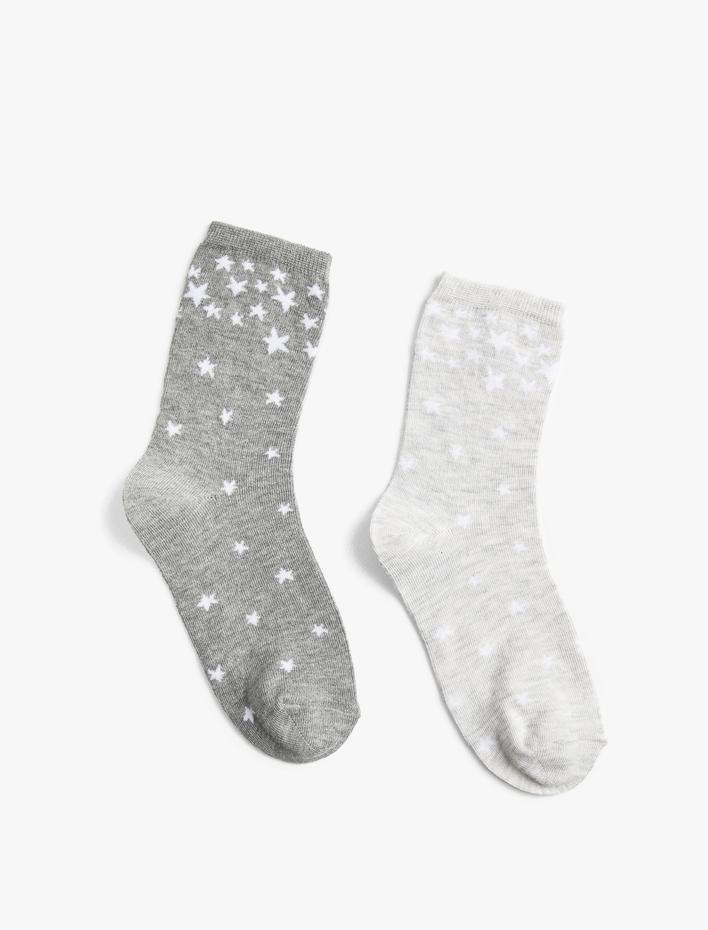 Kadın 2'li Soket Çorap Seti Yıldız Desenli