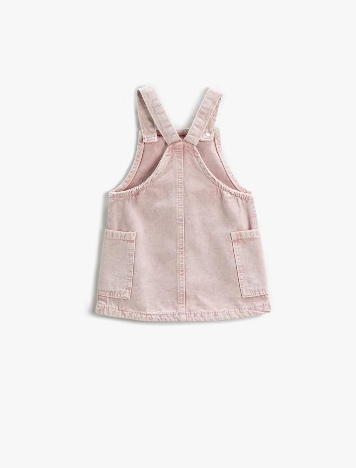 Kız Bebek Salopet Elbise Cepli Pamuklu