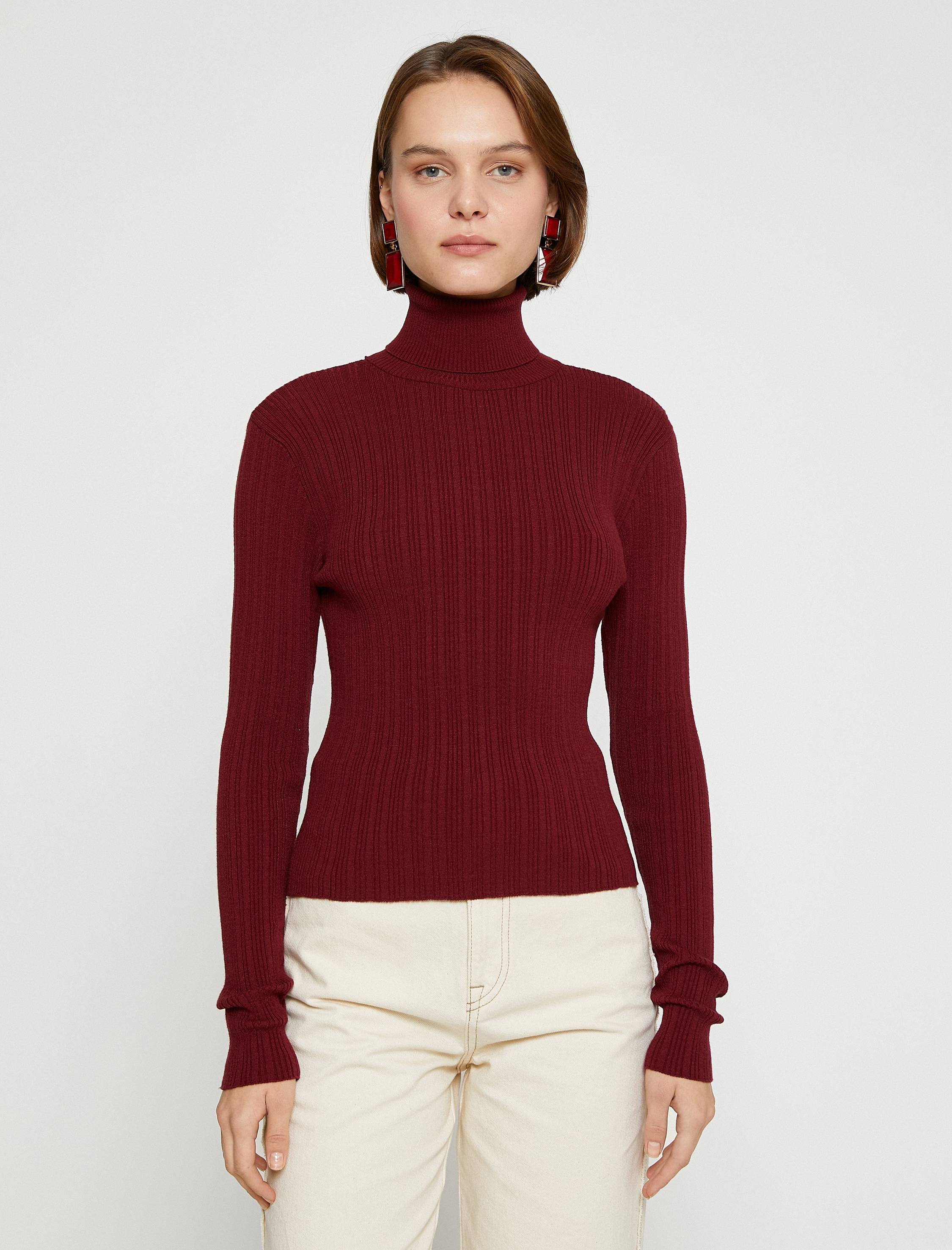   Ribanalı Boğazlı Kazak Triko