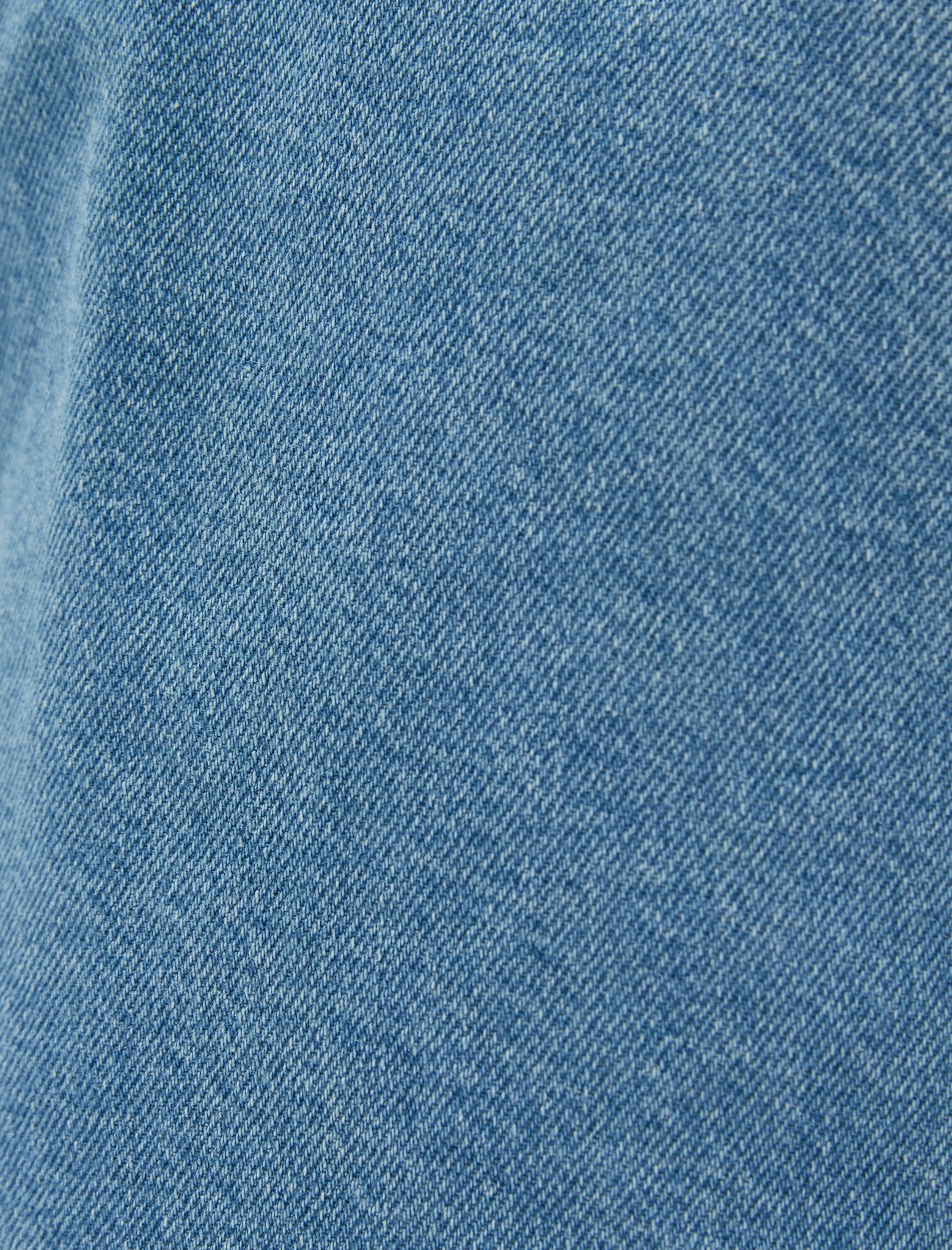   Kot Pantolon Beli Lastikli Rahat Kesim Yüksek Bel - Baggy Jean