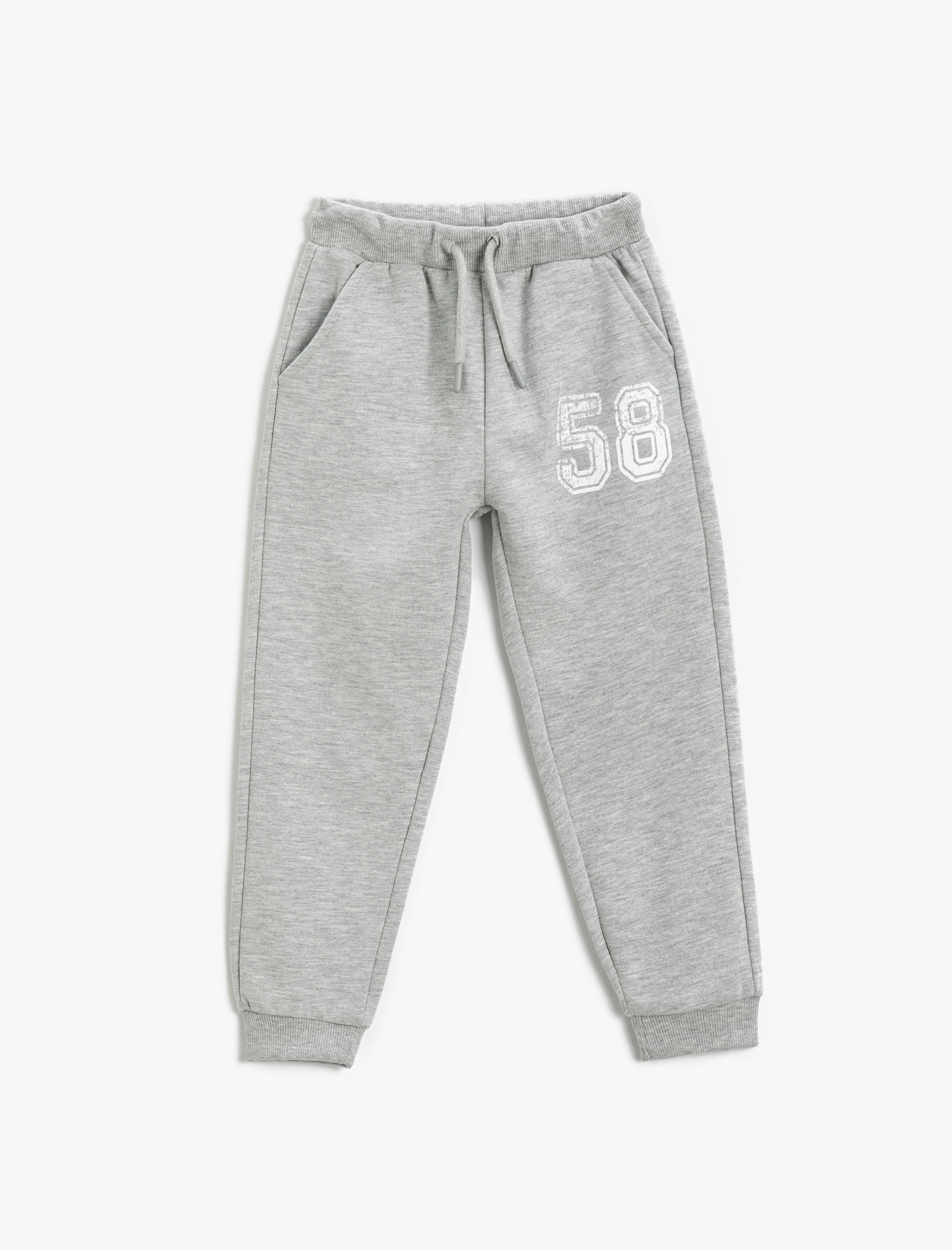  Erkek Çocuk Basic Jogger Eşofman Altı Cepli Beli Bağlamalı Baskı Detaylı