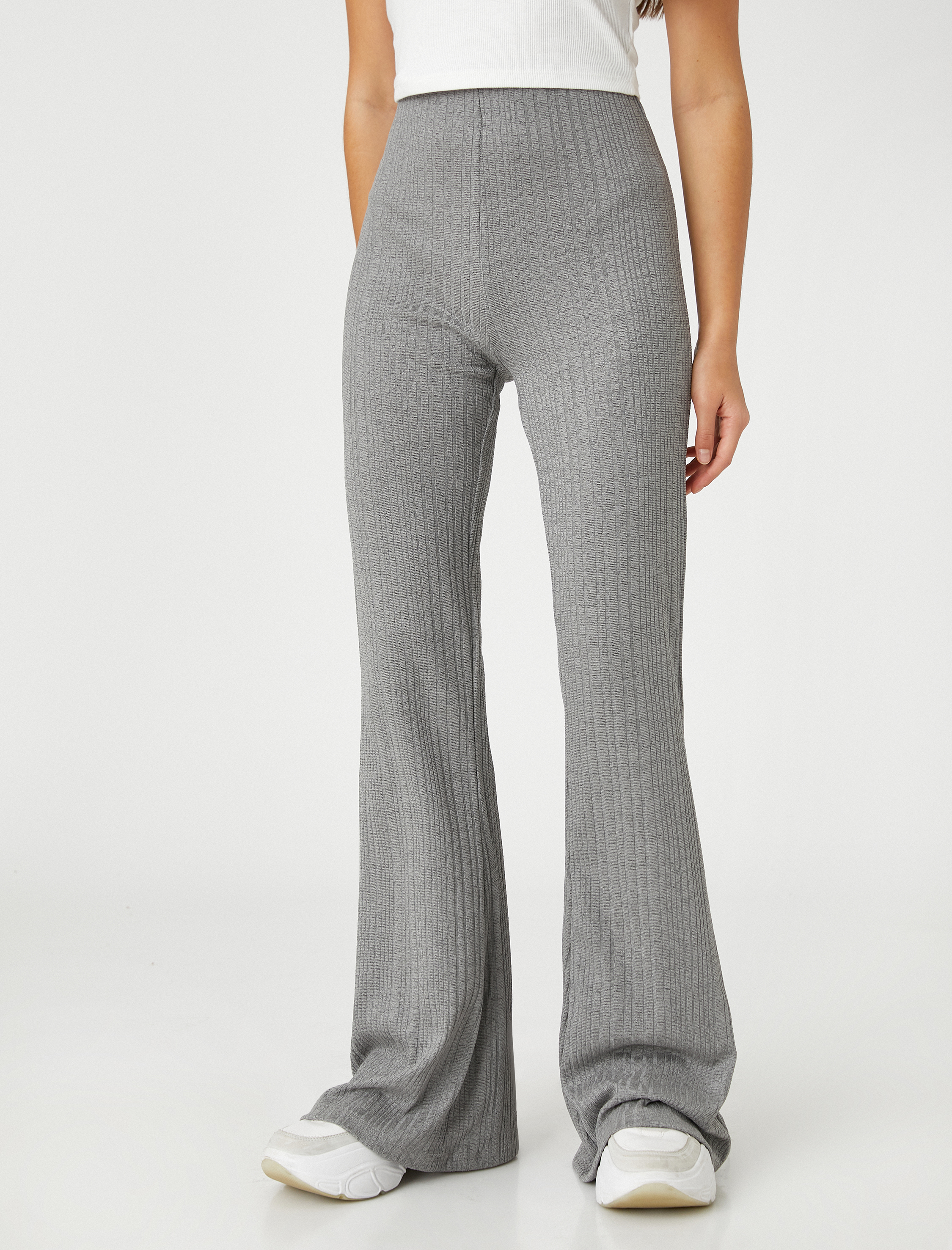   İspanyol Paça Tayt Pantolon Yüksek Bel Fitilli