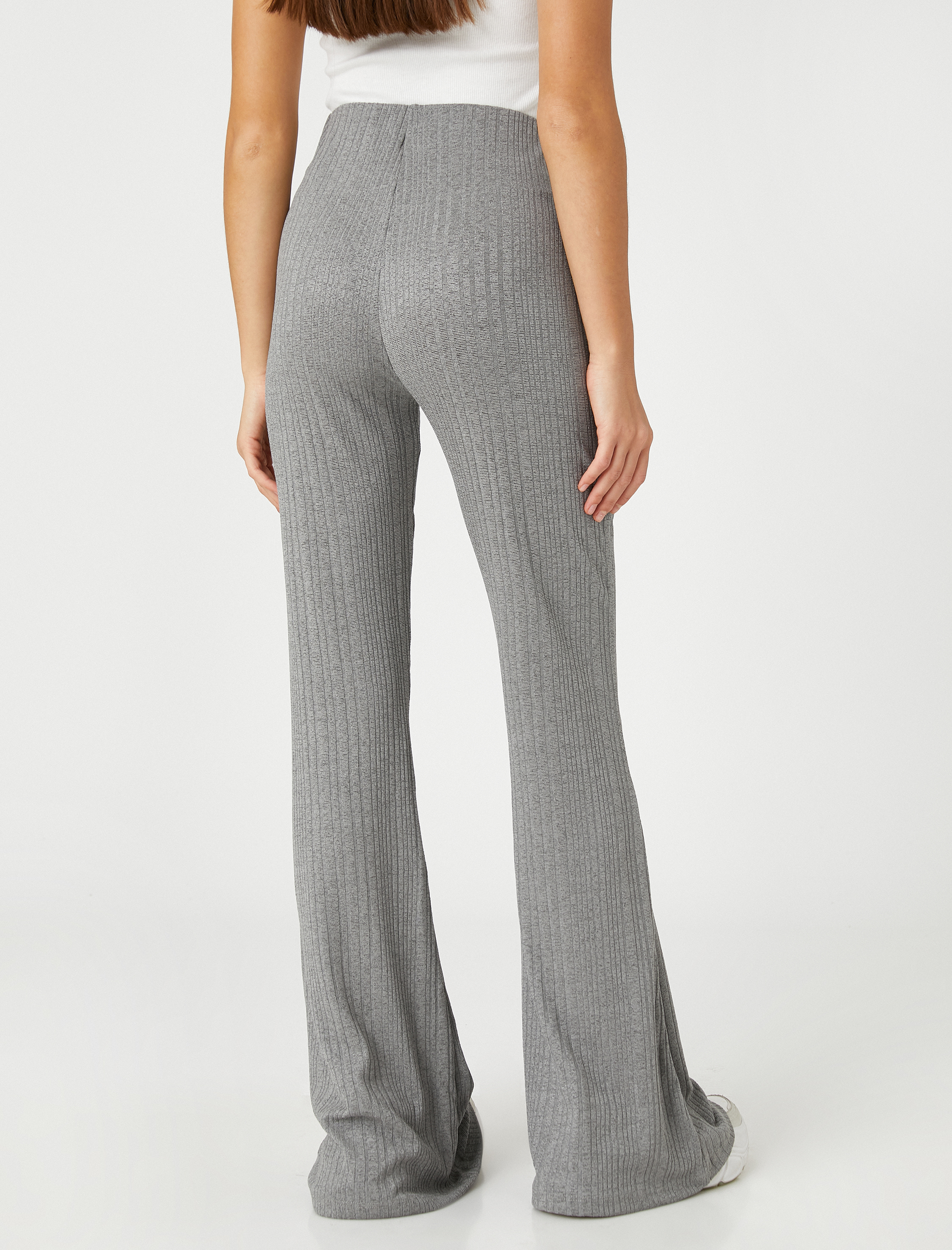   İspanyol Paça Tayt Pantolon Yüksek Bel Fitilli