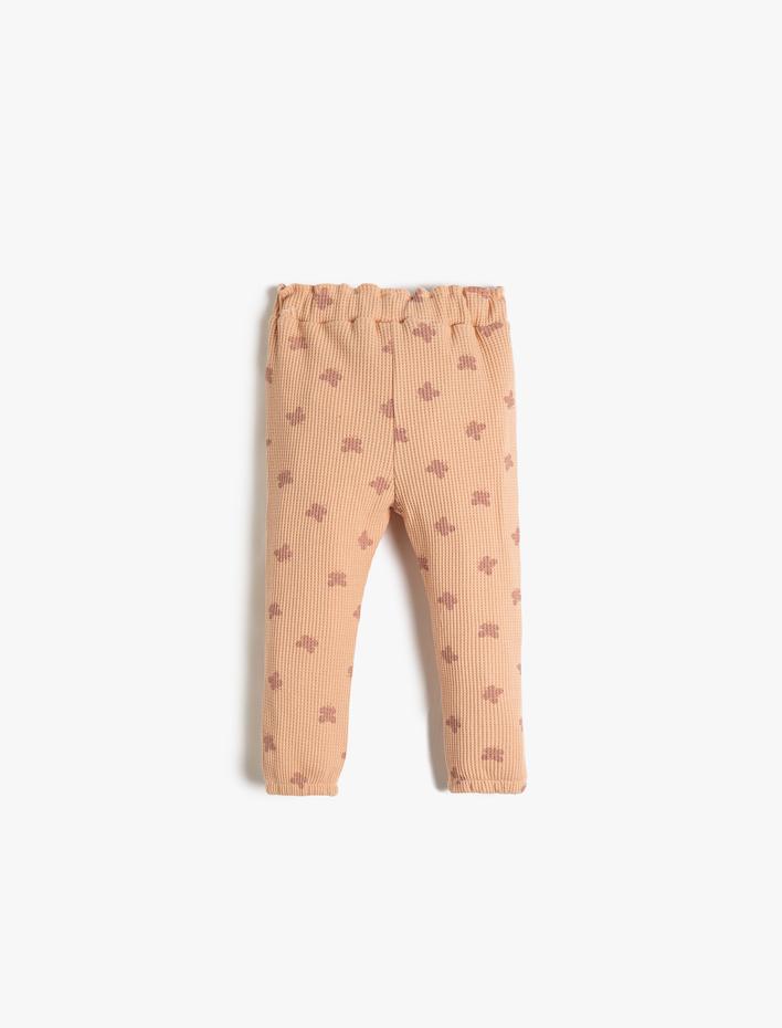 Kız Bebek Kelebek Baskılı Jogger Eşofman Altı Beli Lastikli Dokulu