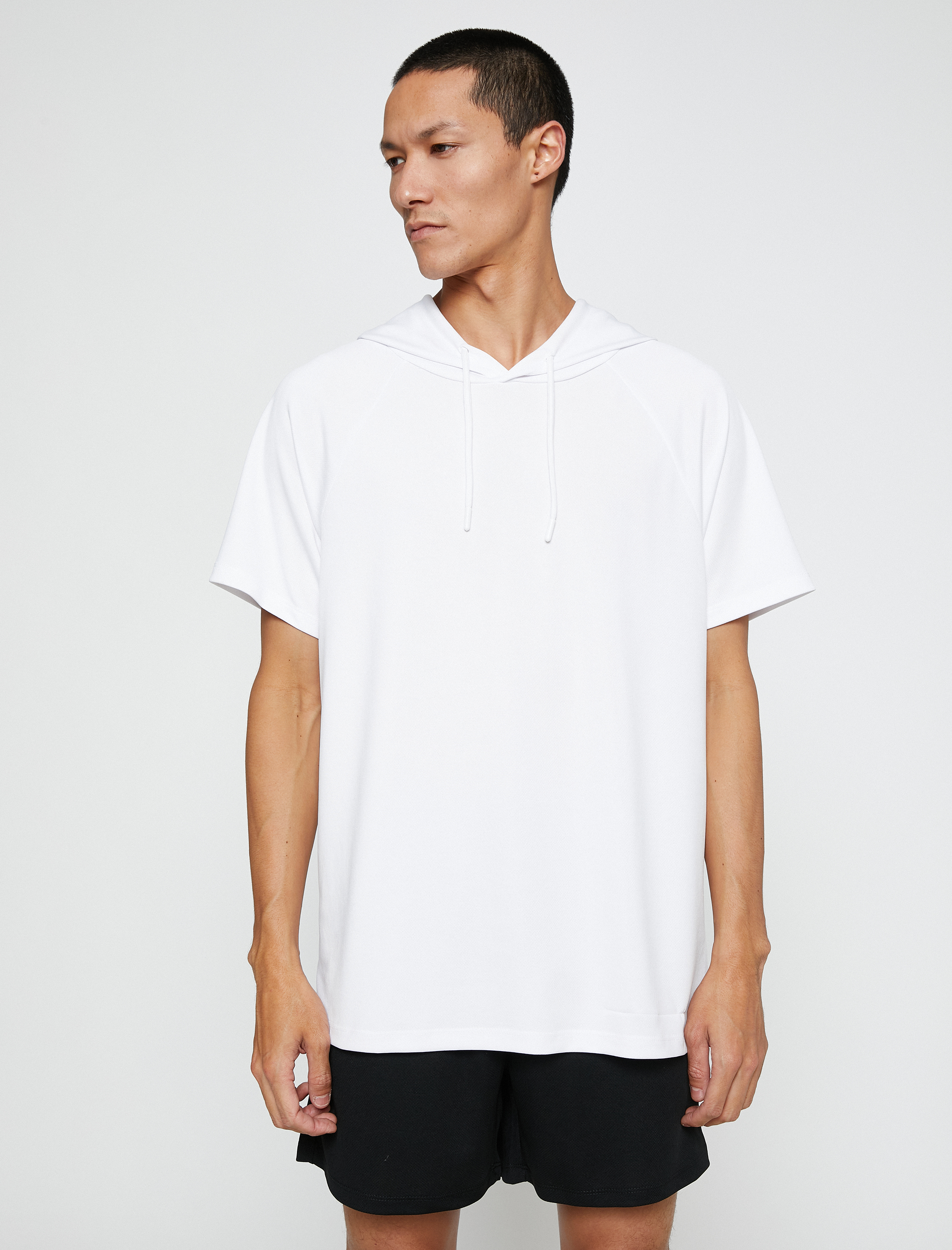   Basic Spor Tişört Kapşonlu Kısa Kollu Nefes Alan Kumaş