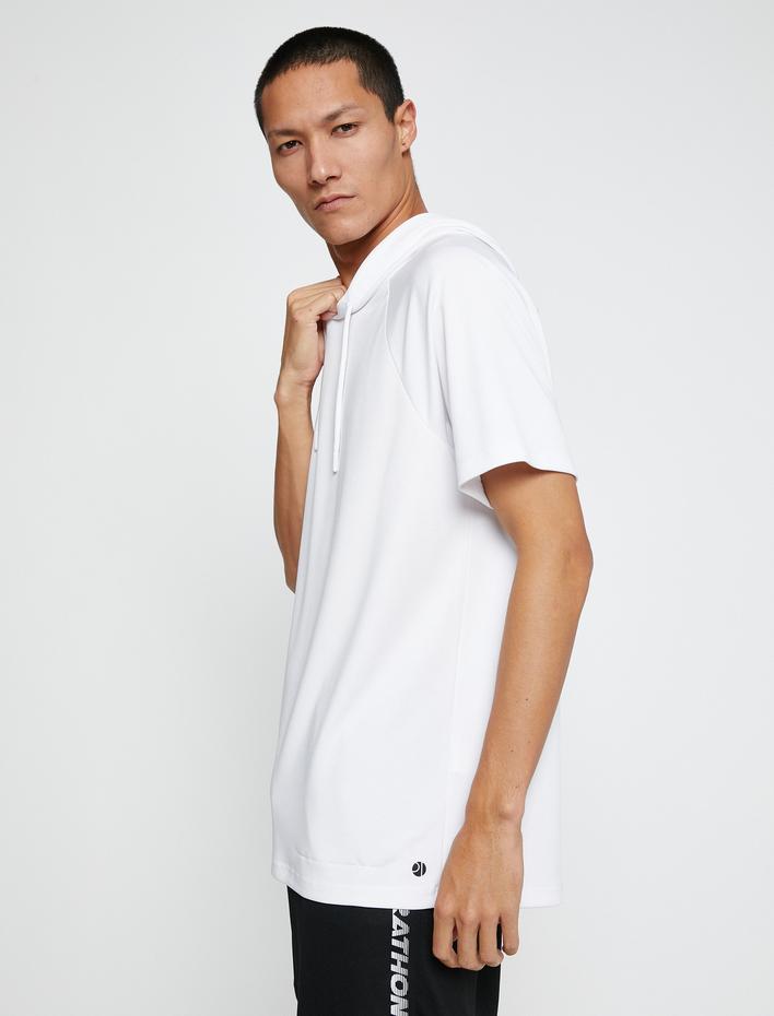  Basic Spor Tişört Kapşonlu Kısa Kollu Nefes Alan Kumaş