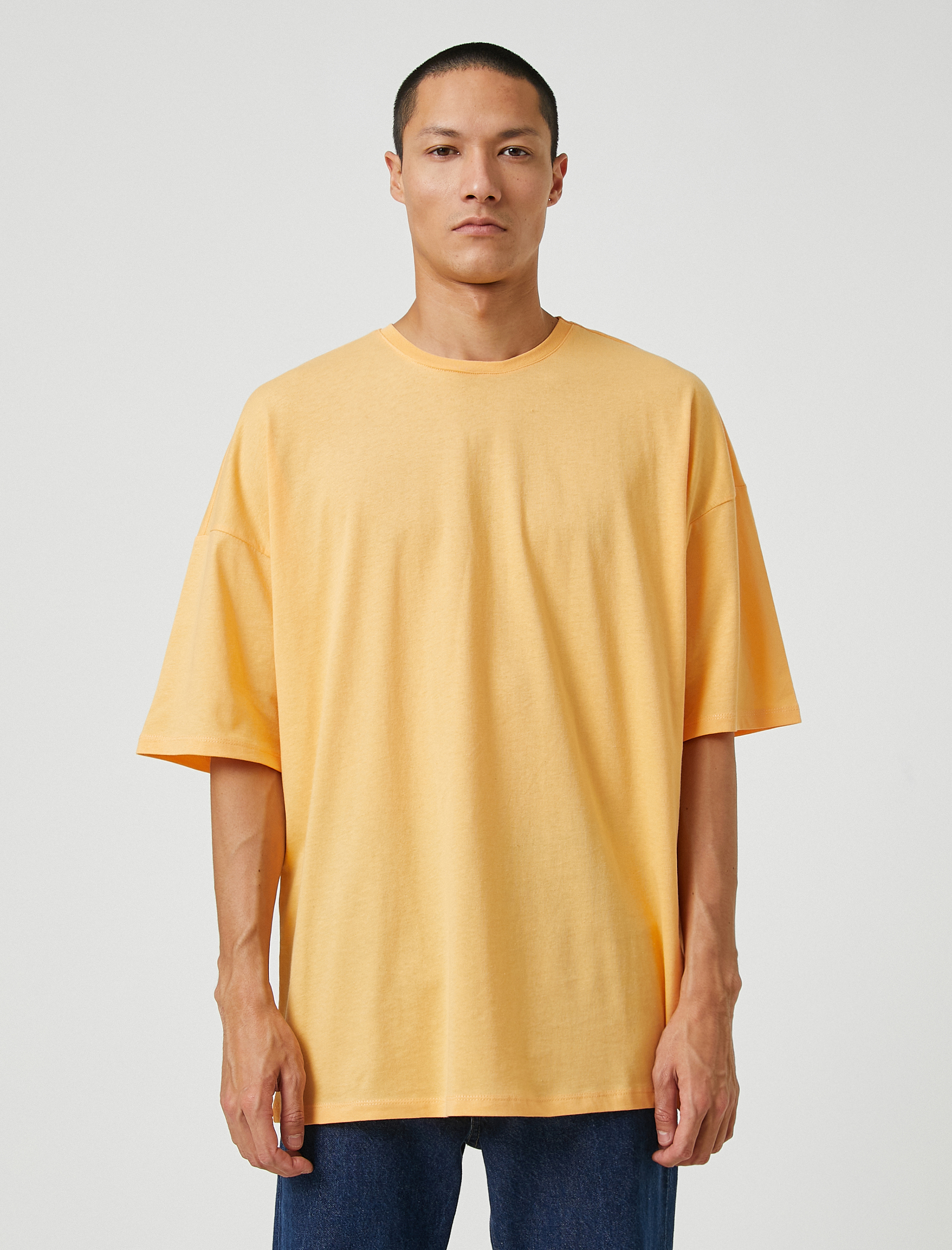 Basic Oversize Tişört Bisiklet Yaka Kısa Kollu