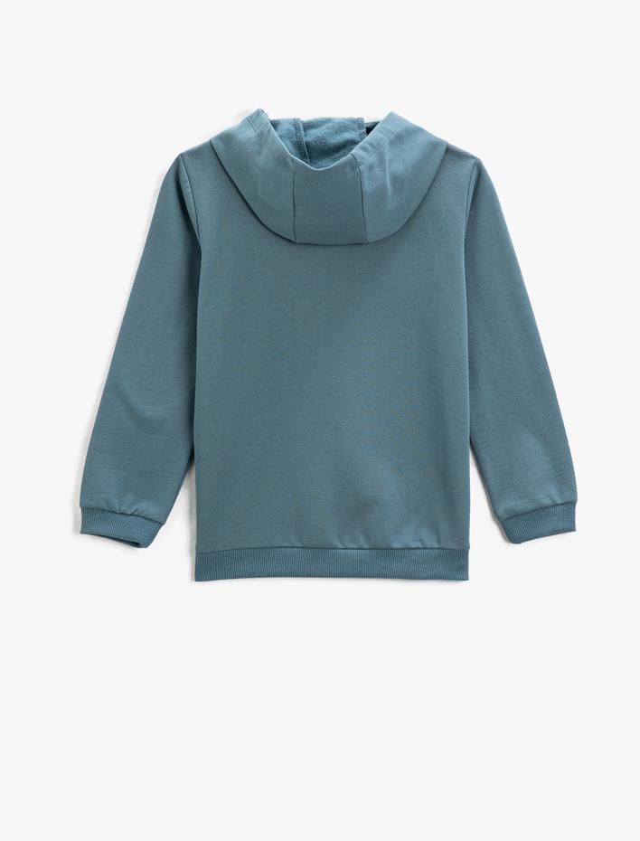 Erkek Çocuk Dinozor Baskılı Kapşonlu Sweatshirt Uzun Kollu