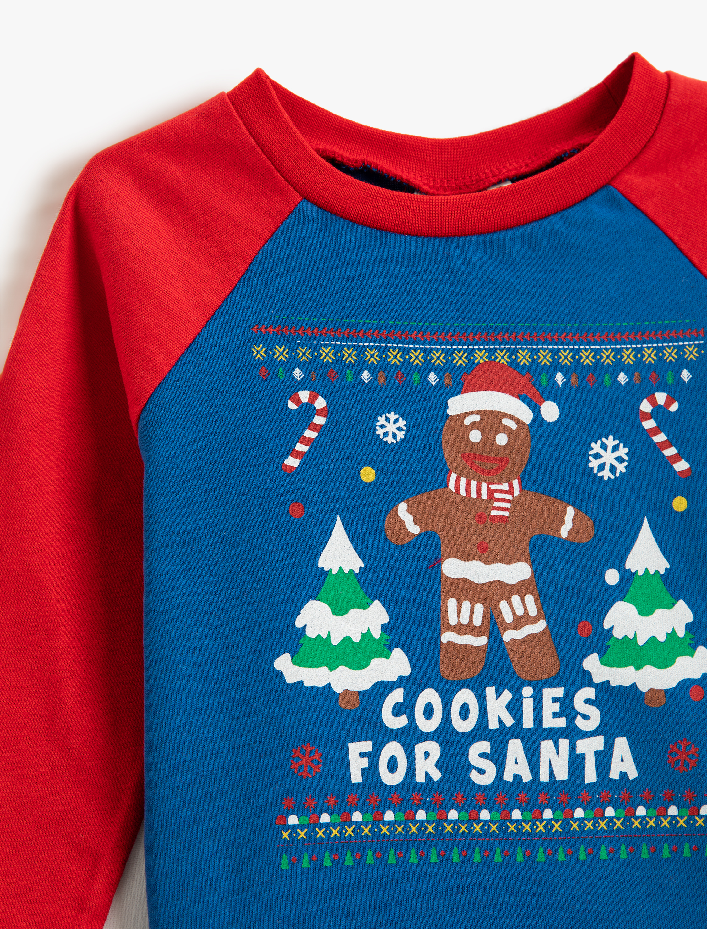 Erkek Bebek Yılbaşı Temalı Uzun Kollu Tişört Baskılı Bisiklet Yaka