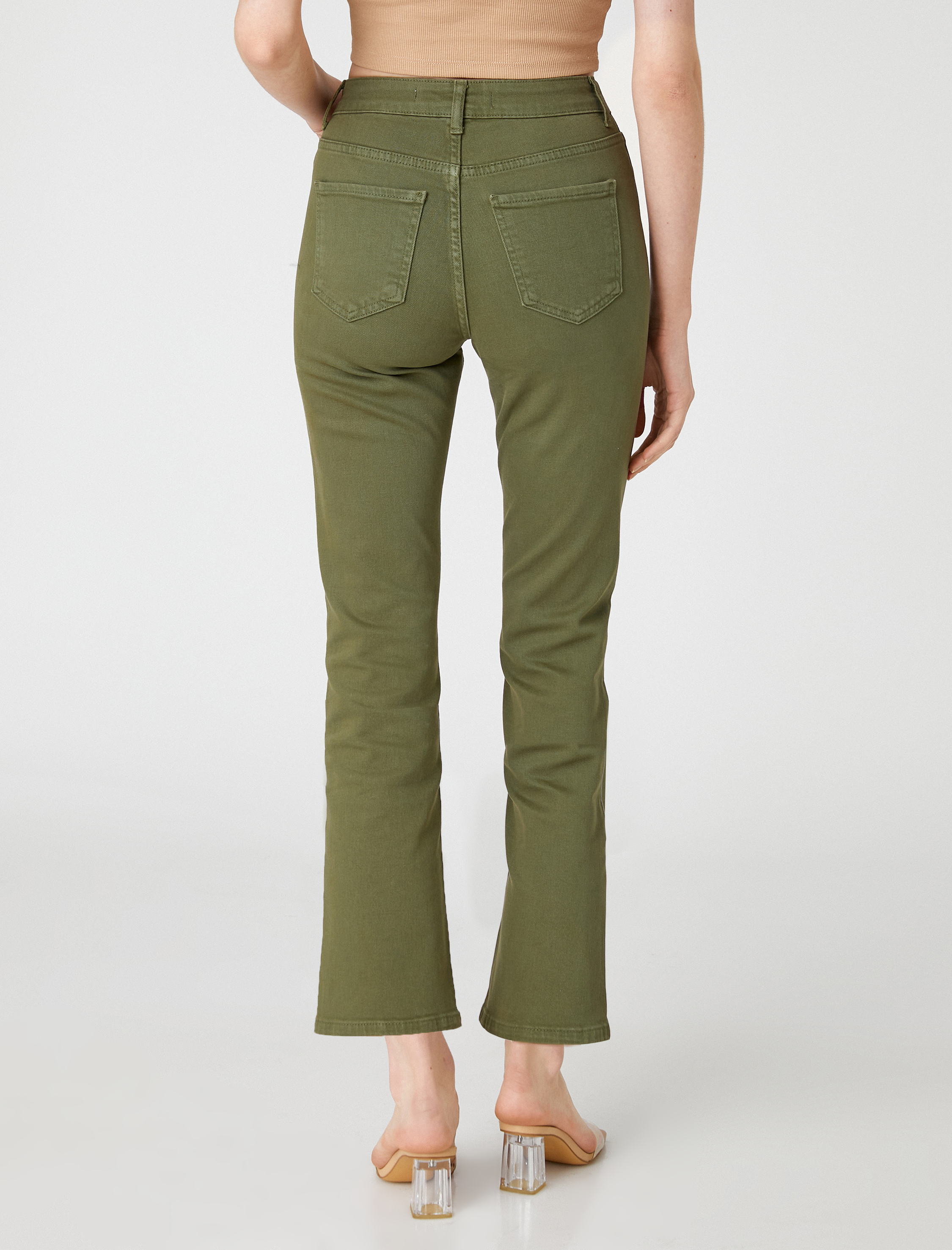İspanyol Crop Paça Bootcut Jean Pantolon Dar Kesim - Kick Flare Jean