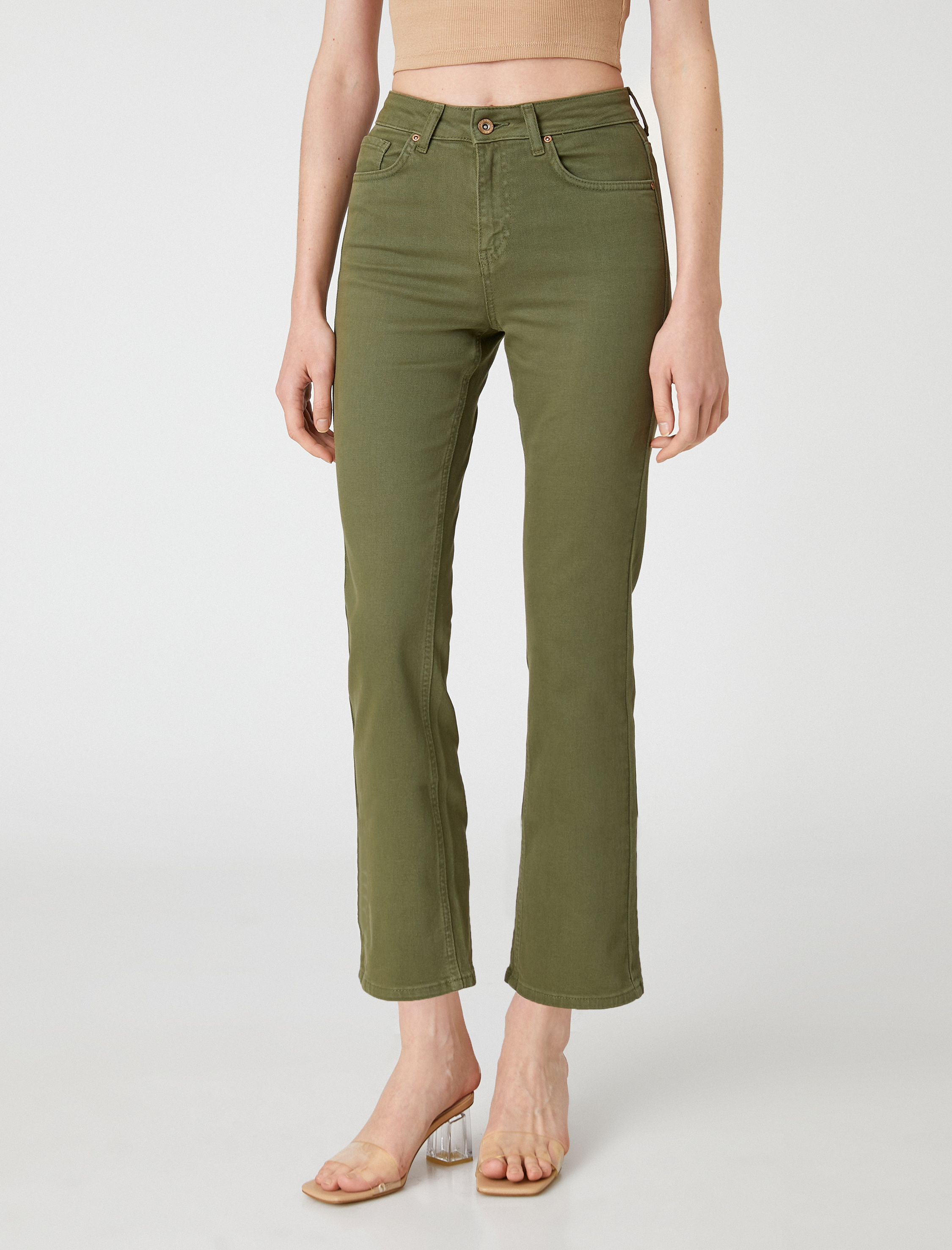 İspanyol Crop Paça Bootcut Jean Pantolon Dar Kesim - Kick Flare Jean