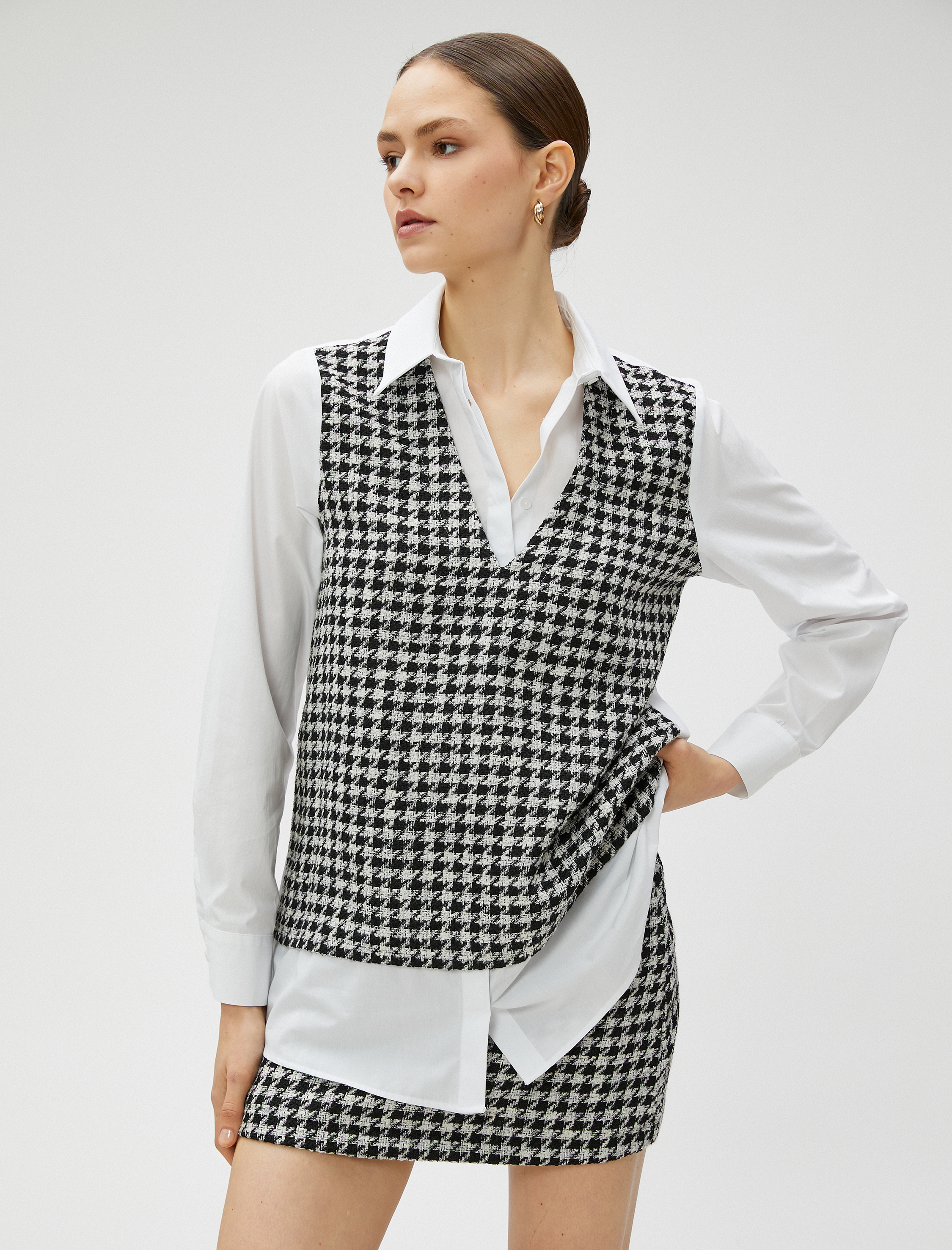   Uzun Kollu Gömlek Çift Parça Görünümlü