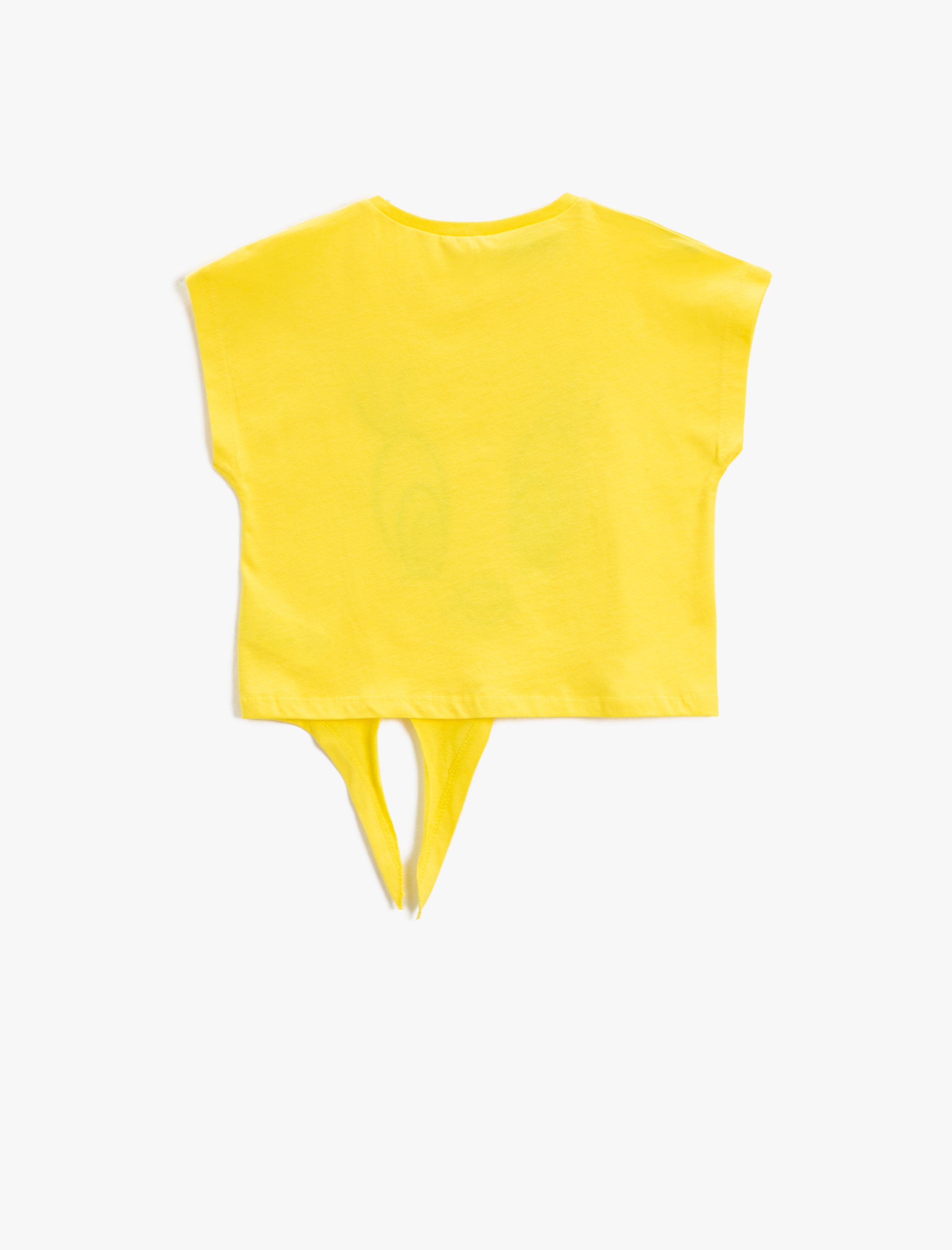  Kız Çocuk Tweety Tişört Lisanslı Pul Payet İşlemeli Kısa Kollu Beli Bağlamalı Bisiklet Yaka