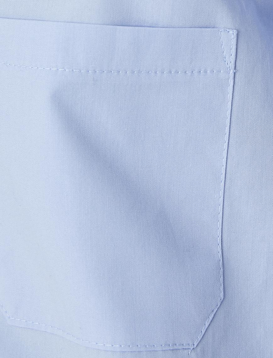   Crop Poplin Gömlek Pamuklu Uzun Kollu Manşet Yaka Cep Detaylı