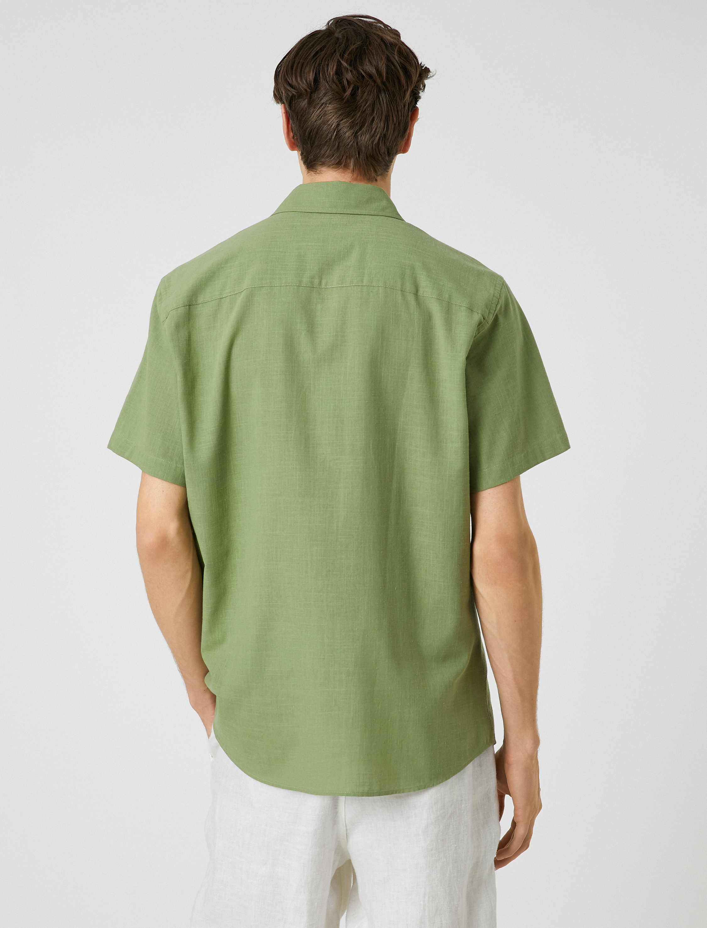   Yazlık Gömlek Kısa Kollu Cep Detaylı Klasik Yaka