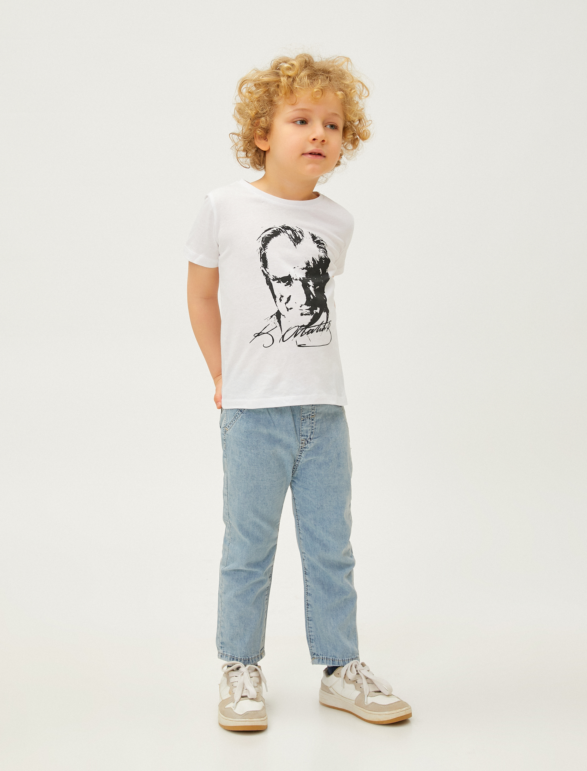  Erkek Bebek Kot Pantolon Rahat Kesim Beli Lastikli