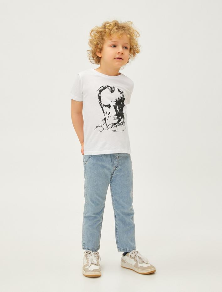 Erkek Bebek Kot Pantolon Rahat Kesim Beli Lastikli