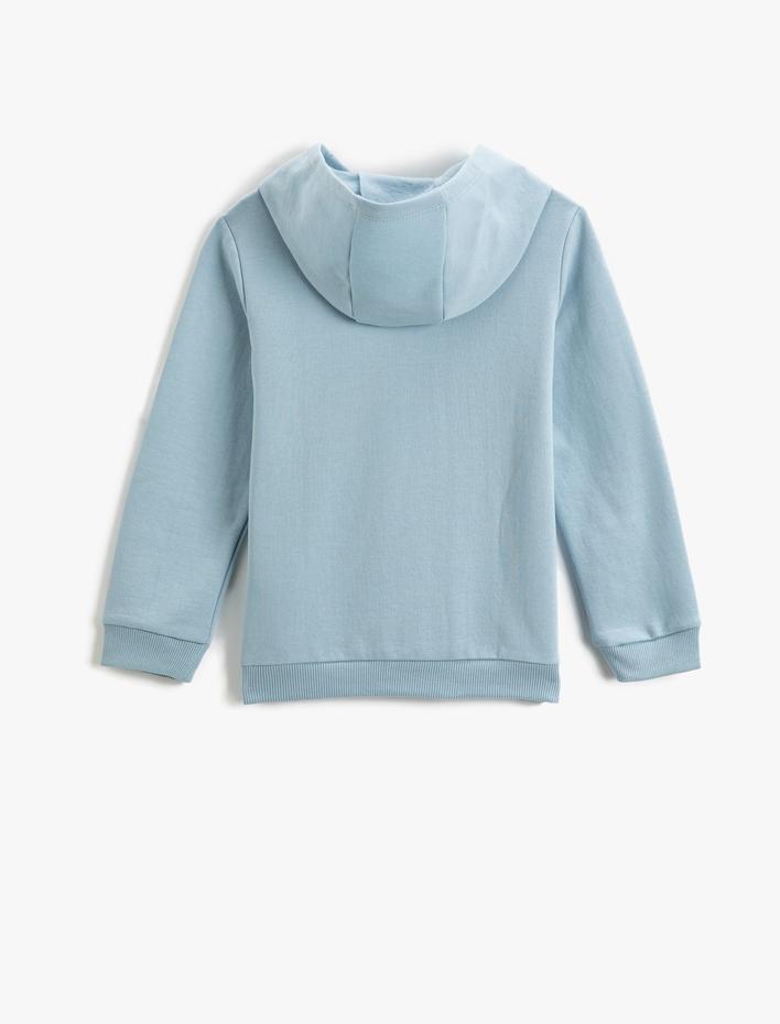 Erkek Çocuk Kolej Baskılı Kapşonlu Sweatshirt Uzun Kollu