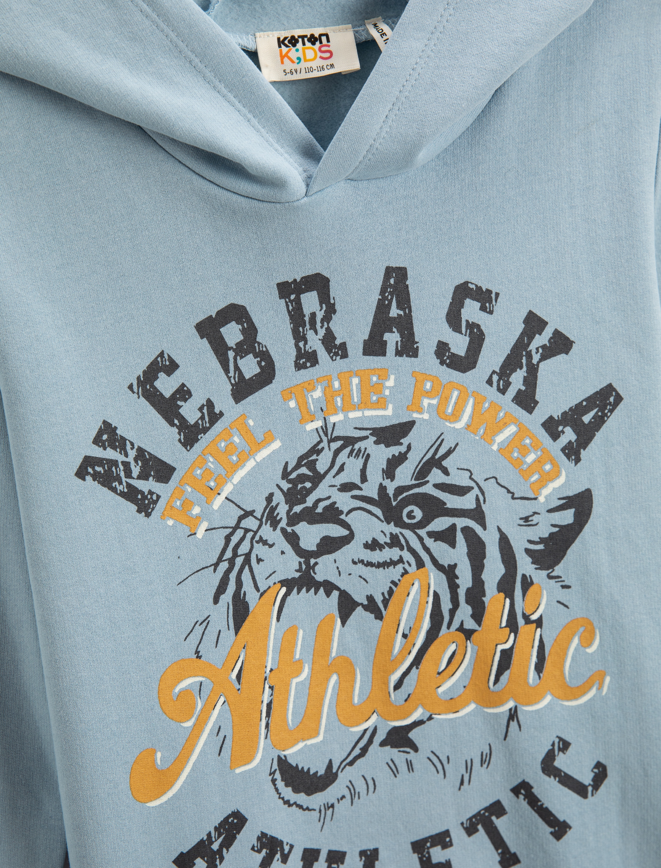  Erkek Çocuk Kolej Baskılı Kapşonlu Sweatshirt Uzun Kollu