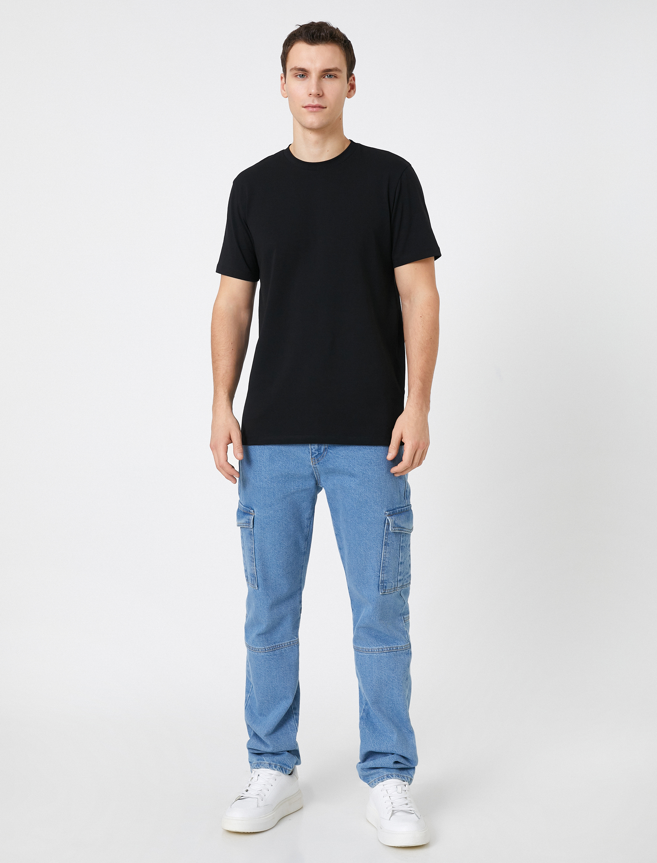   Basic Tişört Kısa Kollu Bisiklet Yaka Dar Kesim