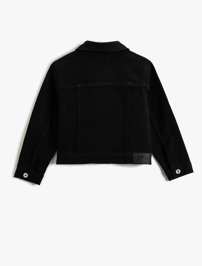 Kız Çocuk Basic Kot Ceket Uzun Kollu Kapaklı Cepli