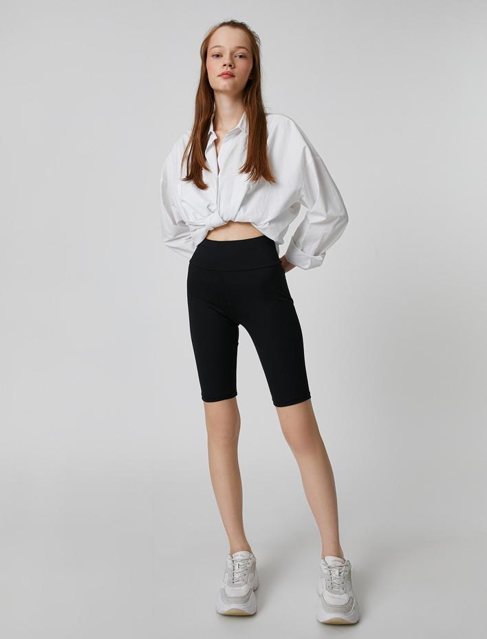  Kısa Tayt Yüksek Bel Dikiş Detaylı