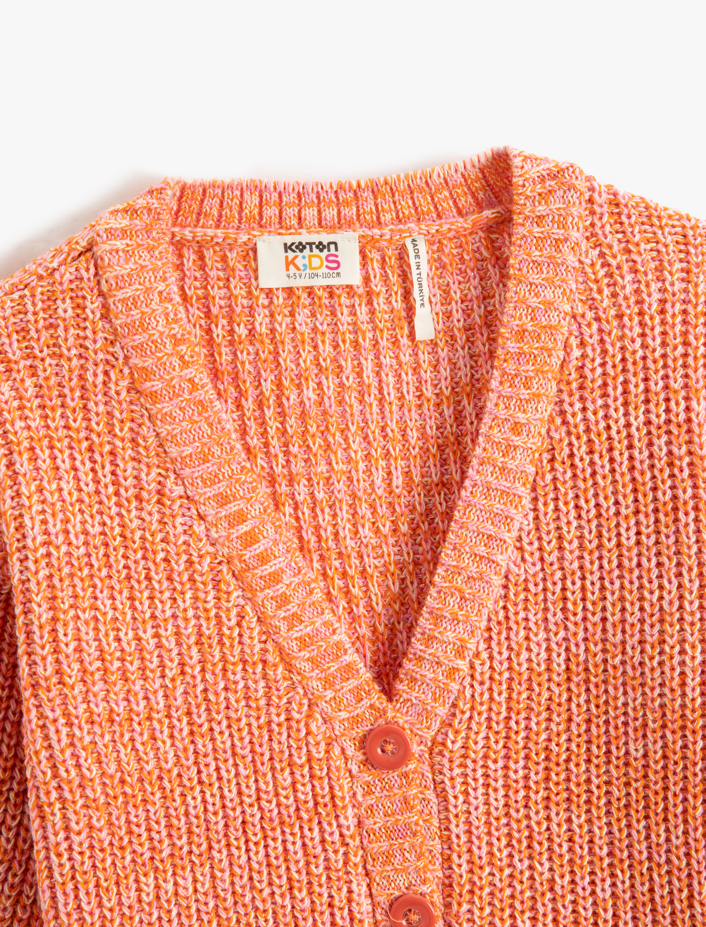  Kız Çocuk V Yaka Basic Örgü Hırka Düğmeli