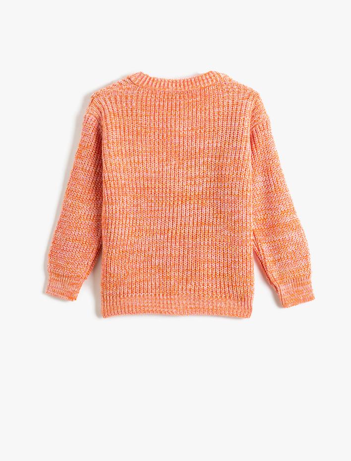 Kız Çocuk V Yaka Basic Örgü Hırka Düğmeli