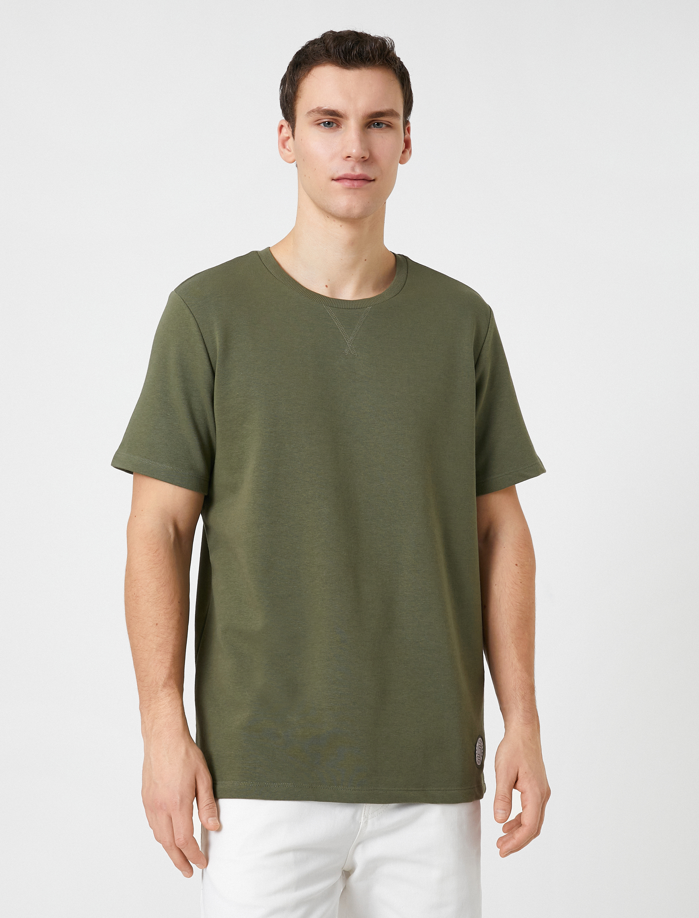   Kaşkorse Tişört Etiket Baskı Detaylı Bisiklet Yaka