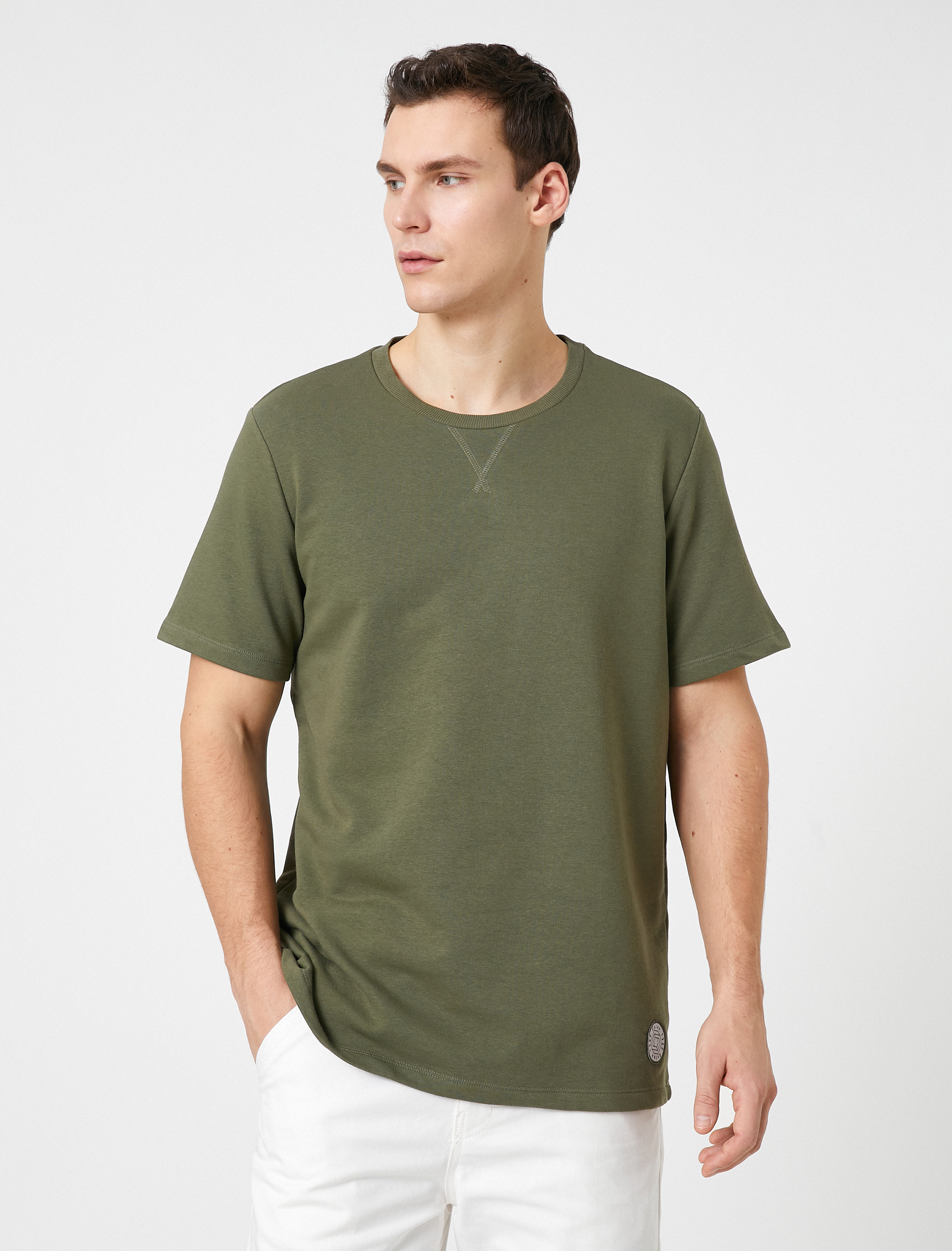   Kaşkorse Tişört Etiket Baskı Detaylı Bisiklet Yaka