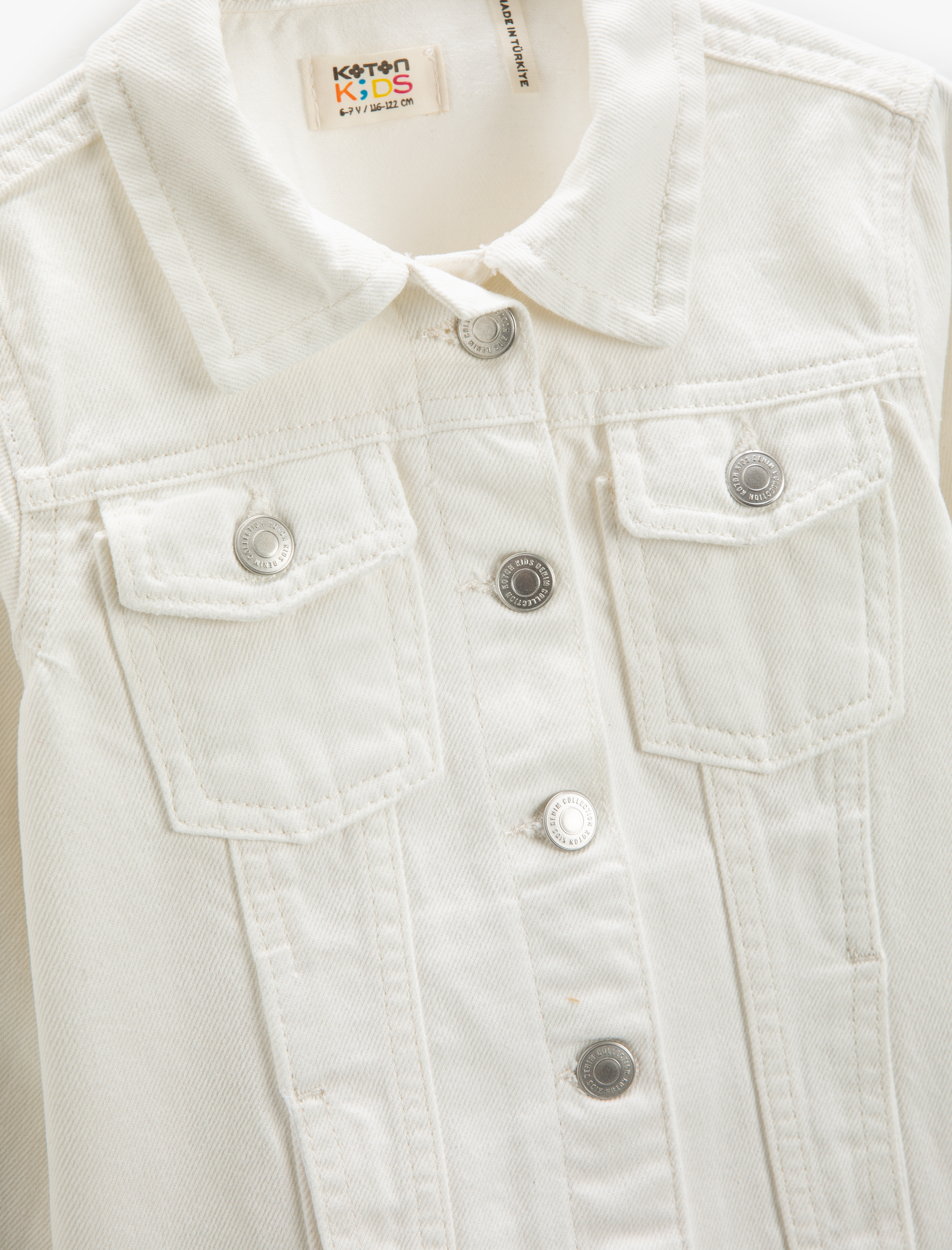  Kız Çocuk Oversize Kot Ceket Düğmeli Kapaklı Cep Detaylı