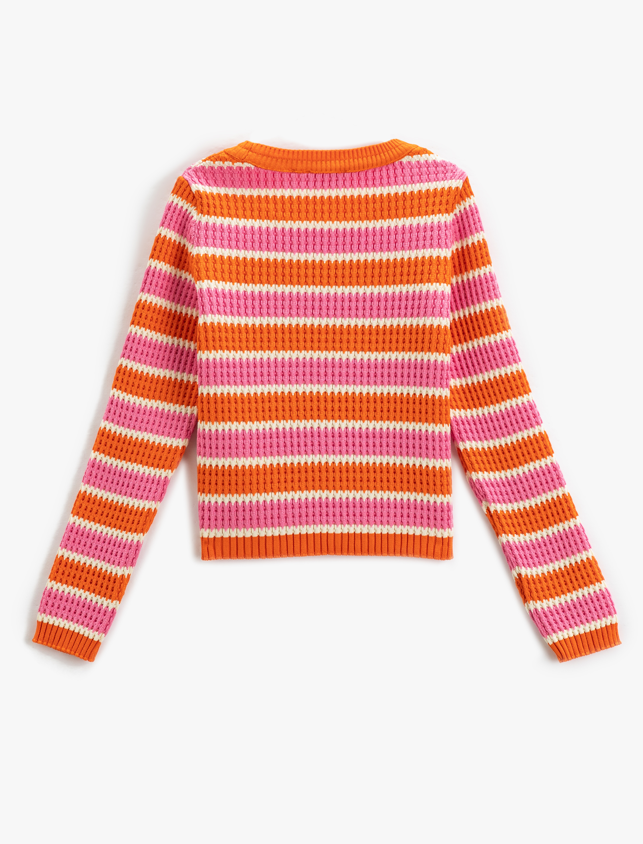  Kız Çocuk Örgü Kazak Yuvarlak Yaka Uzun Kollu