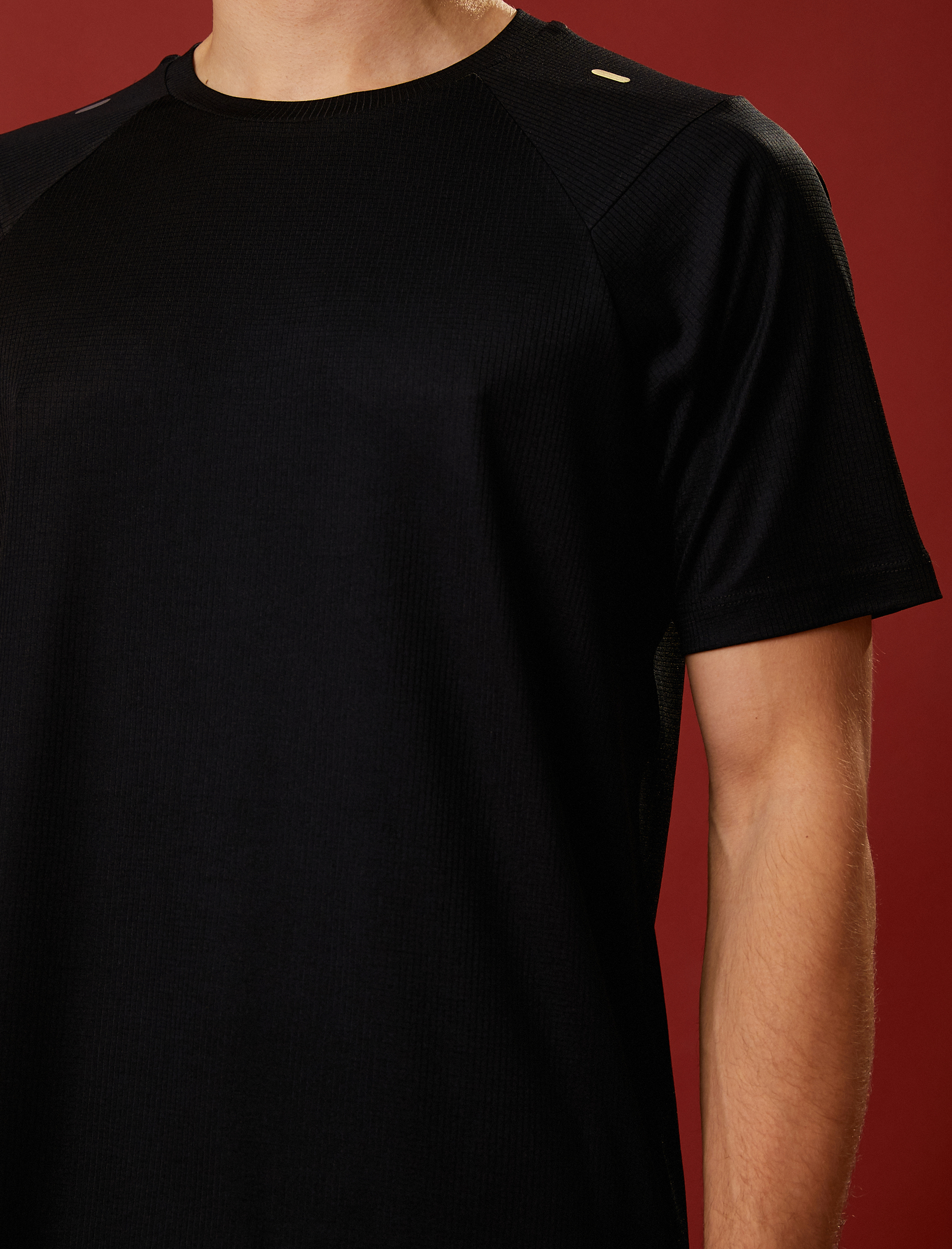   Baskılı Spor Tişört Dikiş Detaylı Bisiklet Yaka Reglan Kol