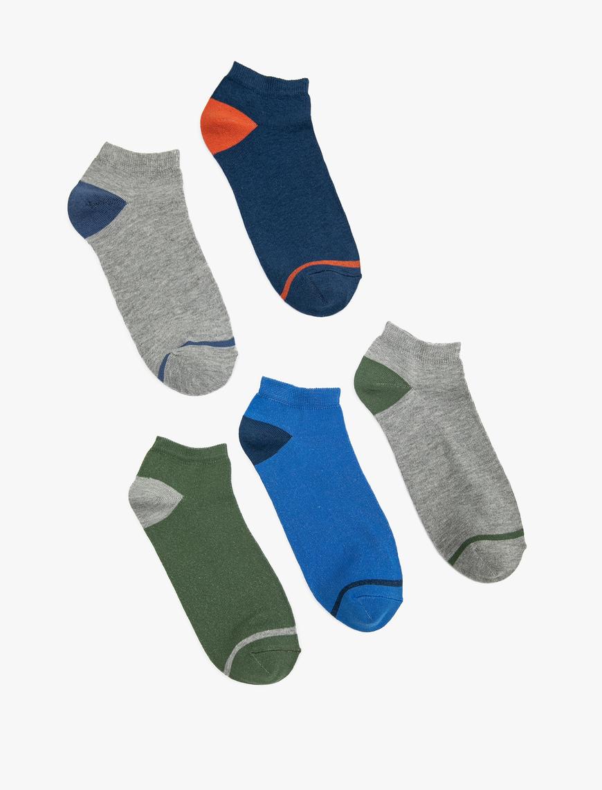  Erkek 5'li Patik Çorap Seti Renk Bloklu