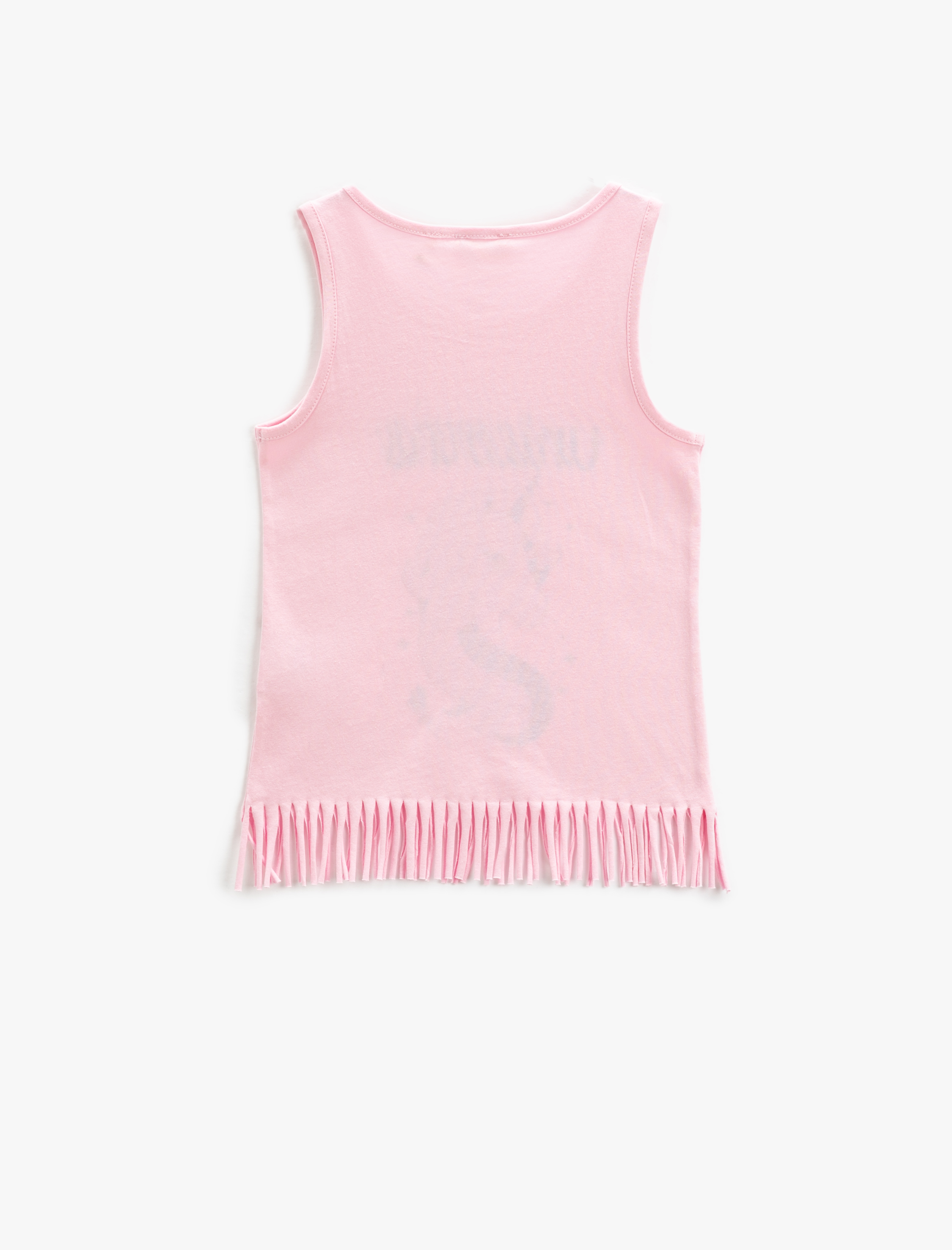  Kız Çocuk Atlet Bisiklet Yaka Unicorn Baskılı Püsküllü