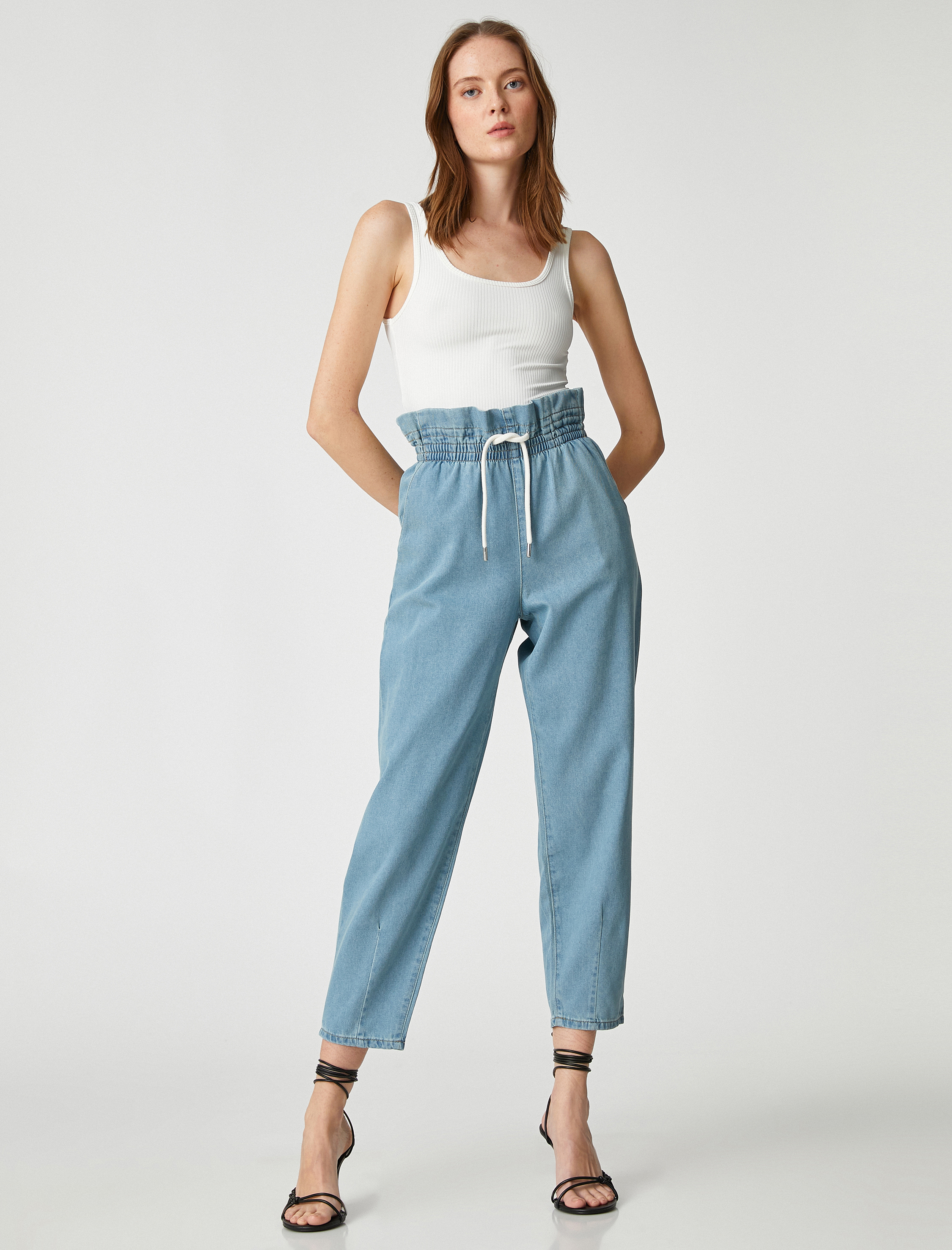   Beli Lastikli Kot Pantolon Rahat Kesim - Baggy Jean