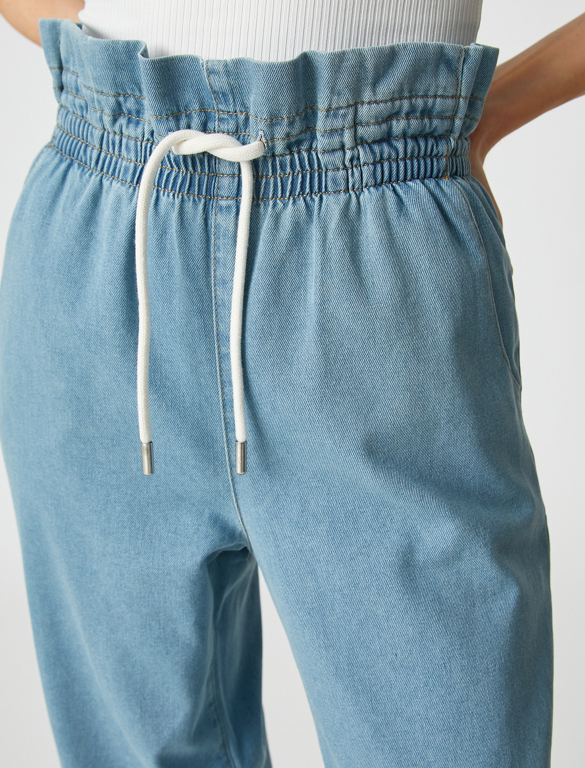   Beli Lastikli Kot Pantolon Rahat Kesim - Baggy Jean