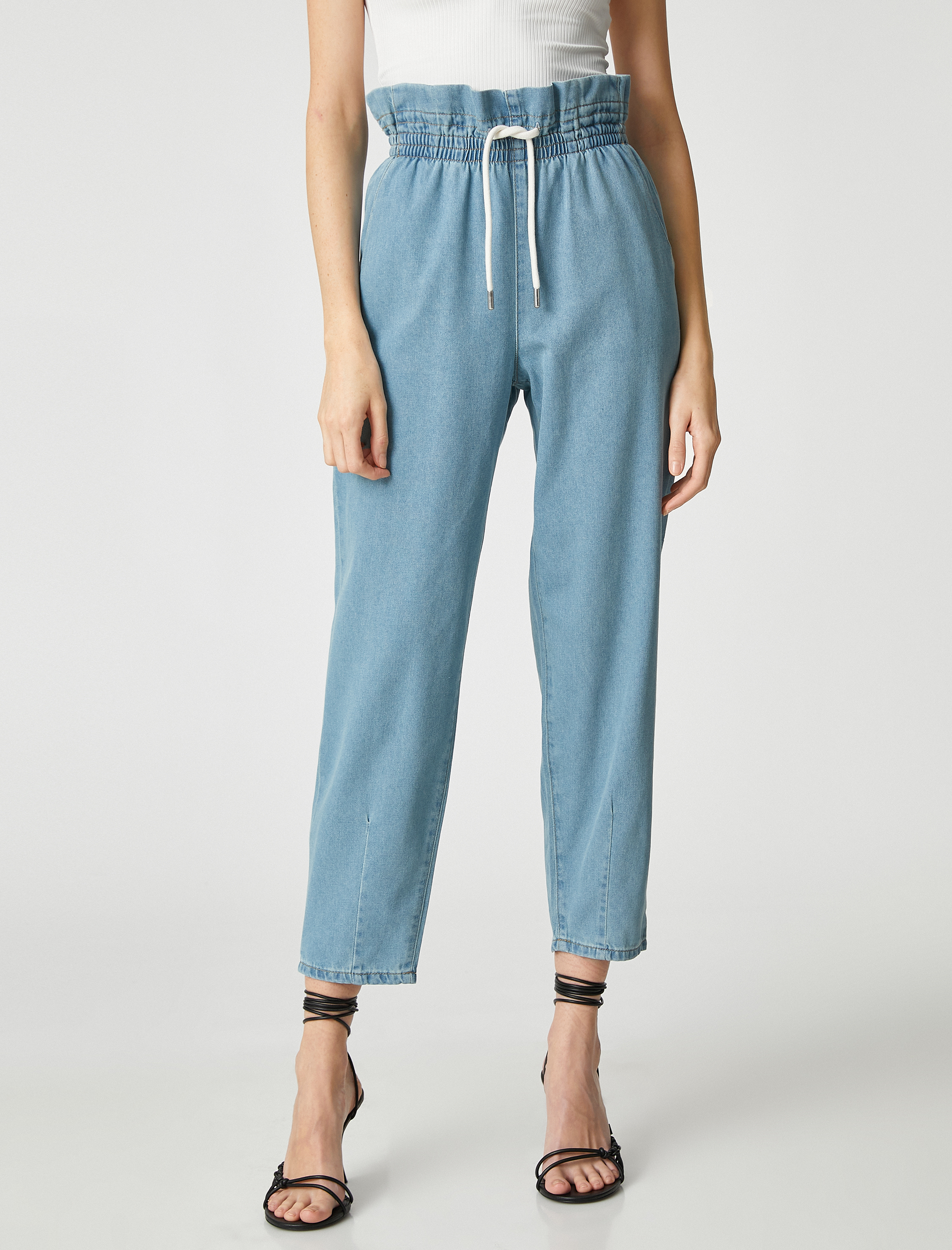   Beli Lastikli Kot Pantolon Rahat Kesim - Baggy Jean