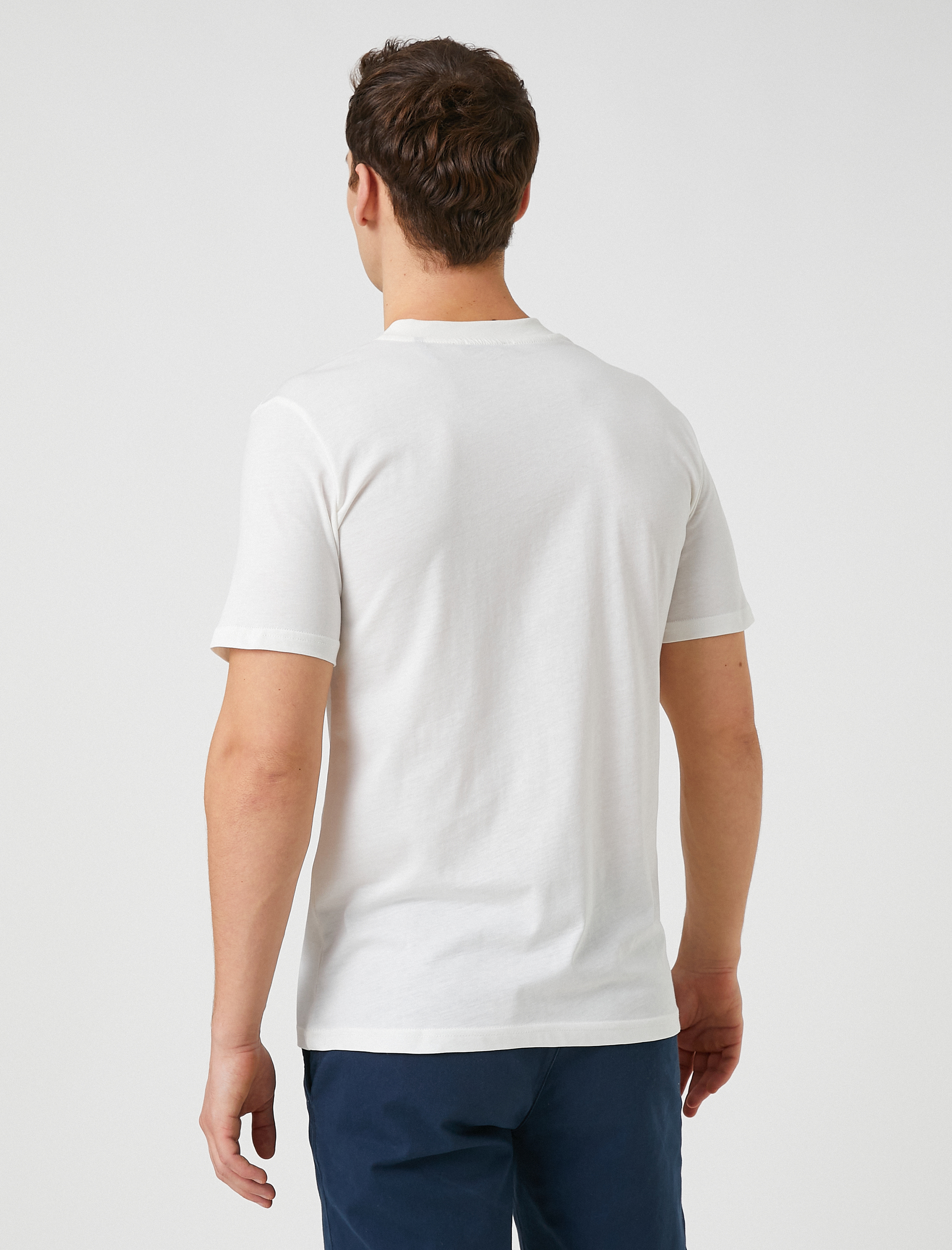   Bloklu Tişört Bisiklet Yaka Kısa Kollu Dikiş Detaylı