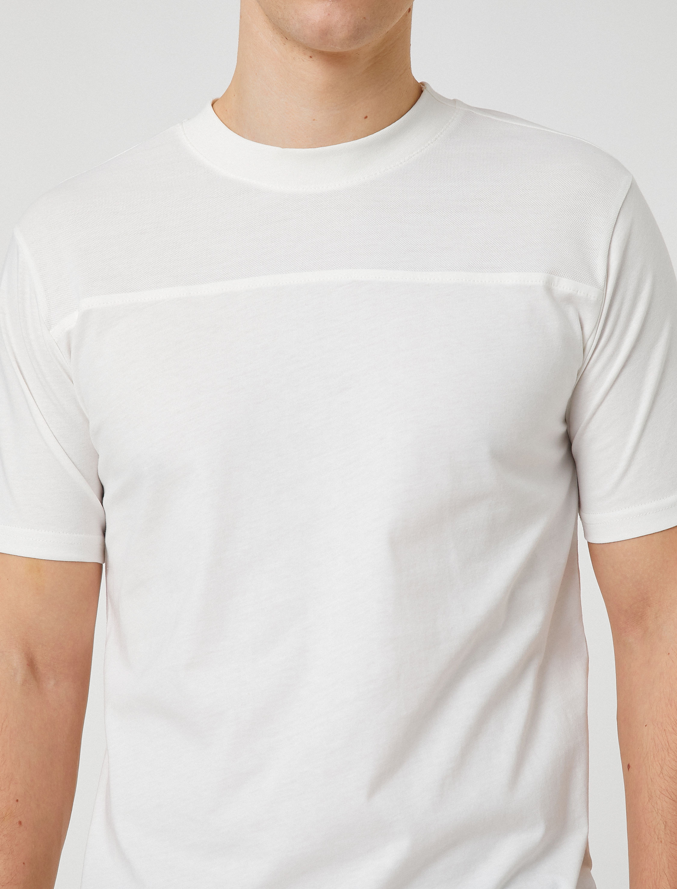   Bloklu Tişört Bisiklet Yaka Kısa Kollu Dikiş Detaylı