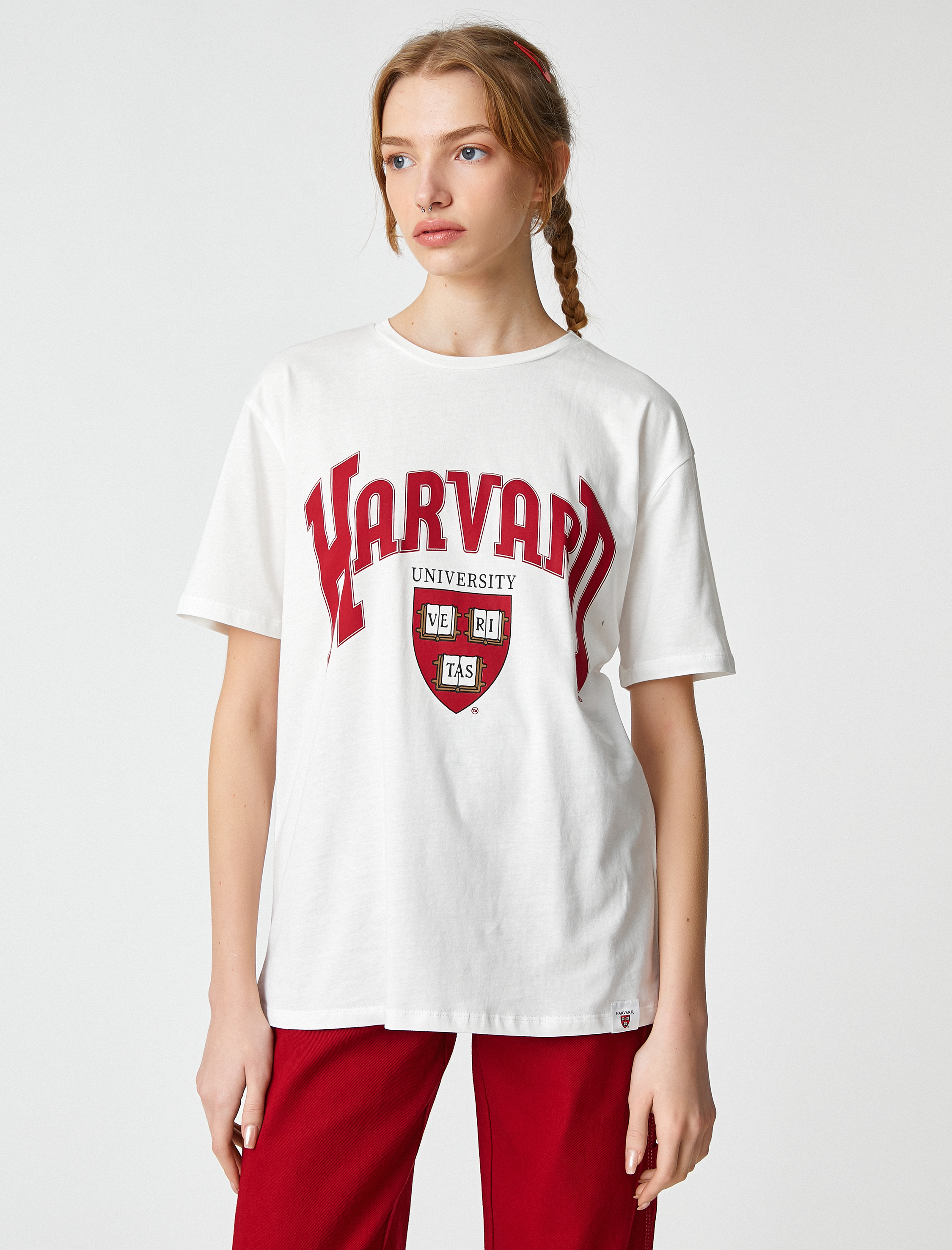   Harvard Tişört Baskılı Lisanslı Kısa Kollu Bisiklet Yaka