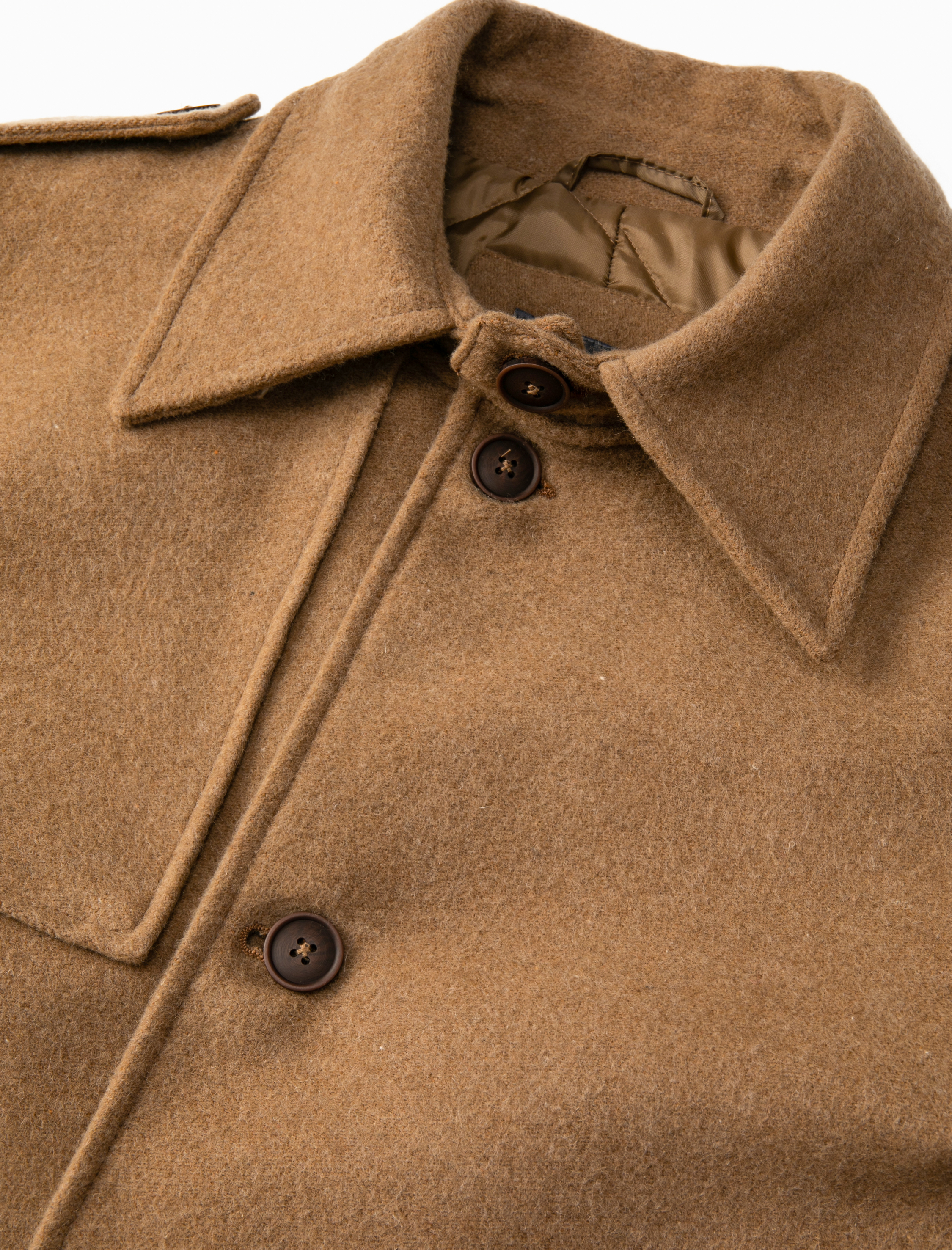   Uzun Kaşe Kaban Düğme Detaylı Cepli Klasik Yaka