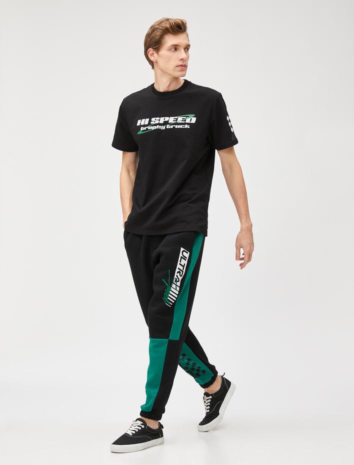  Baskılı Tişört Yarış Temalı Bisiklet Yaka Kısa Kollu Pamuklu