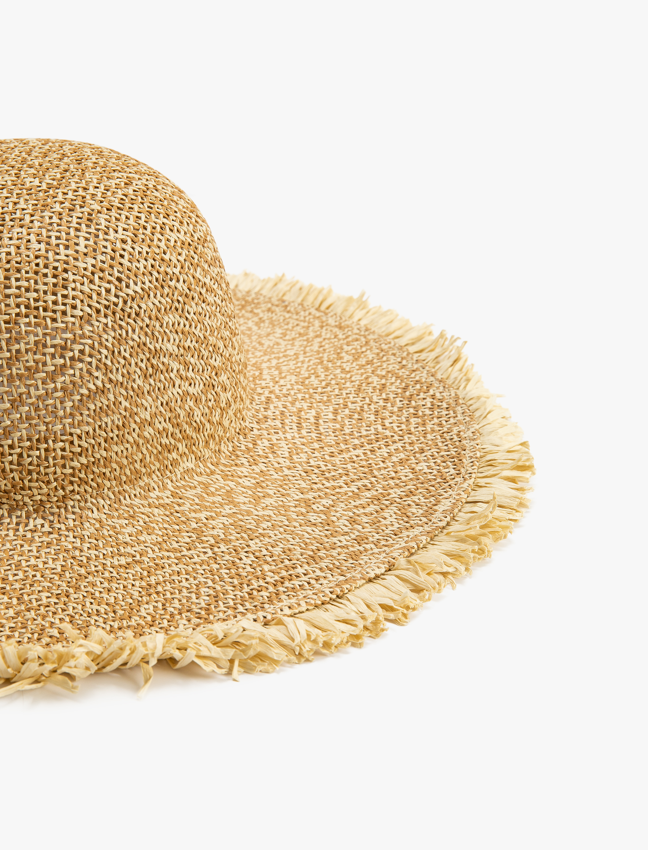  Kadın Hasır Şapka Fötr Kenarları Detaylı