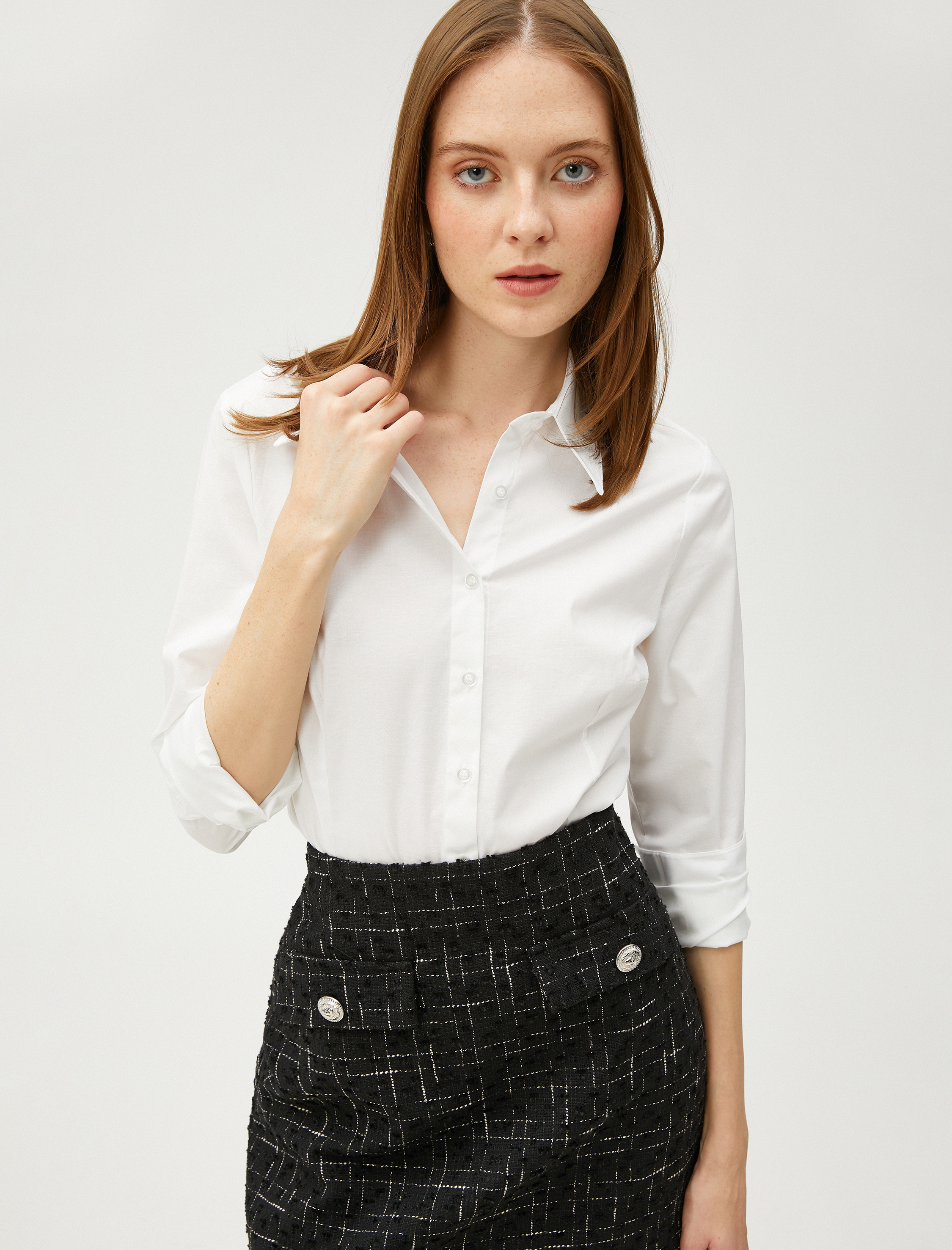   Basic Pamuklu Gömlek Uzun Kollu